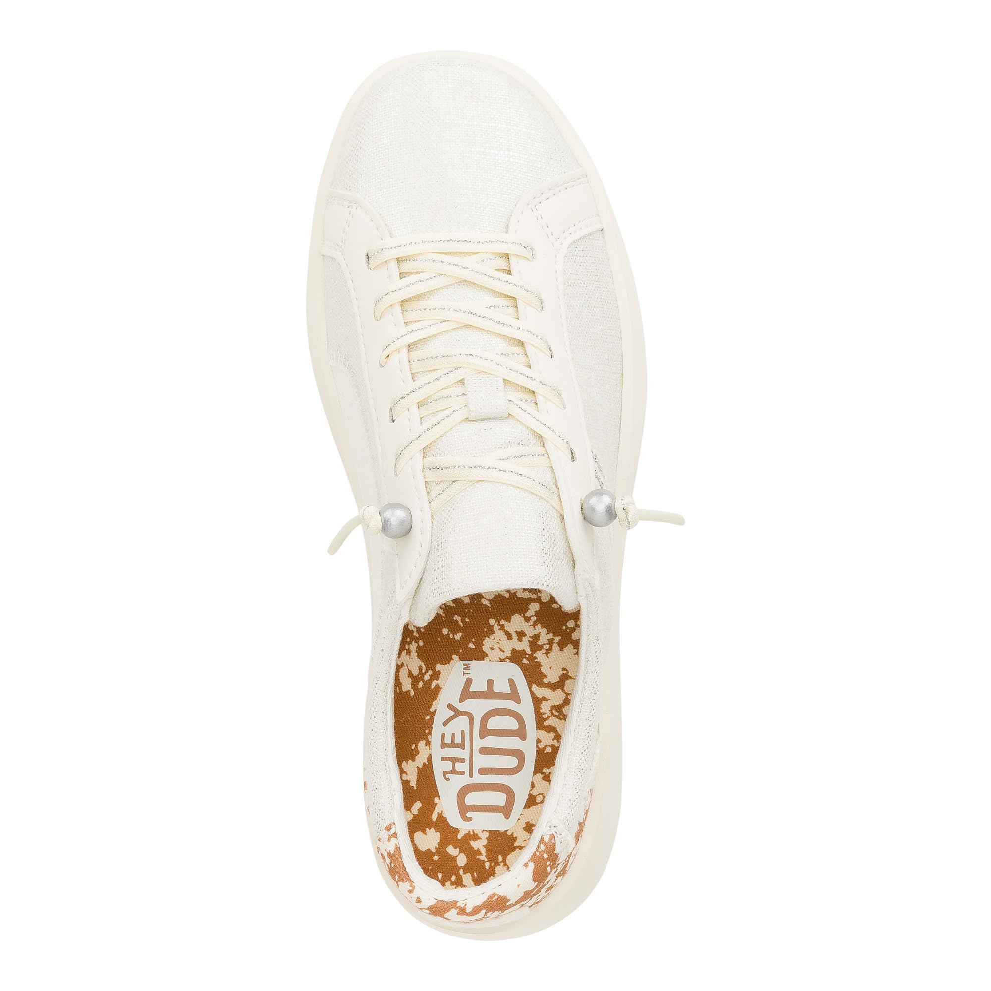 HEYDUDE Karina Metallic Animal Egret Size 5, Women's Shoes, Women's Casual Sneakers, Comfortable & Light-Weight