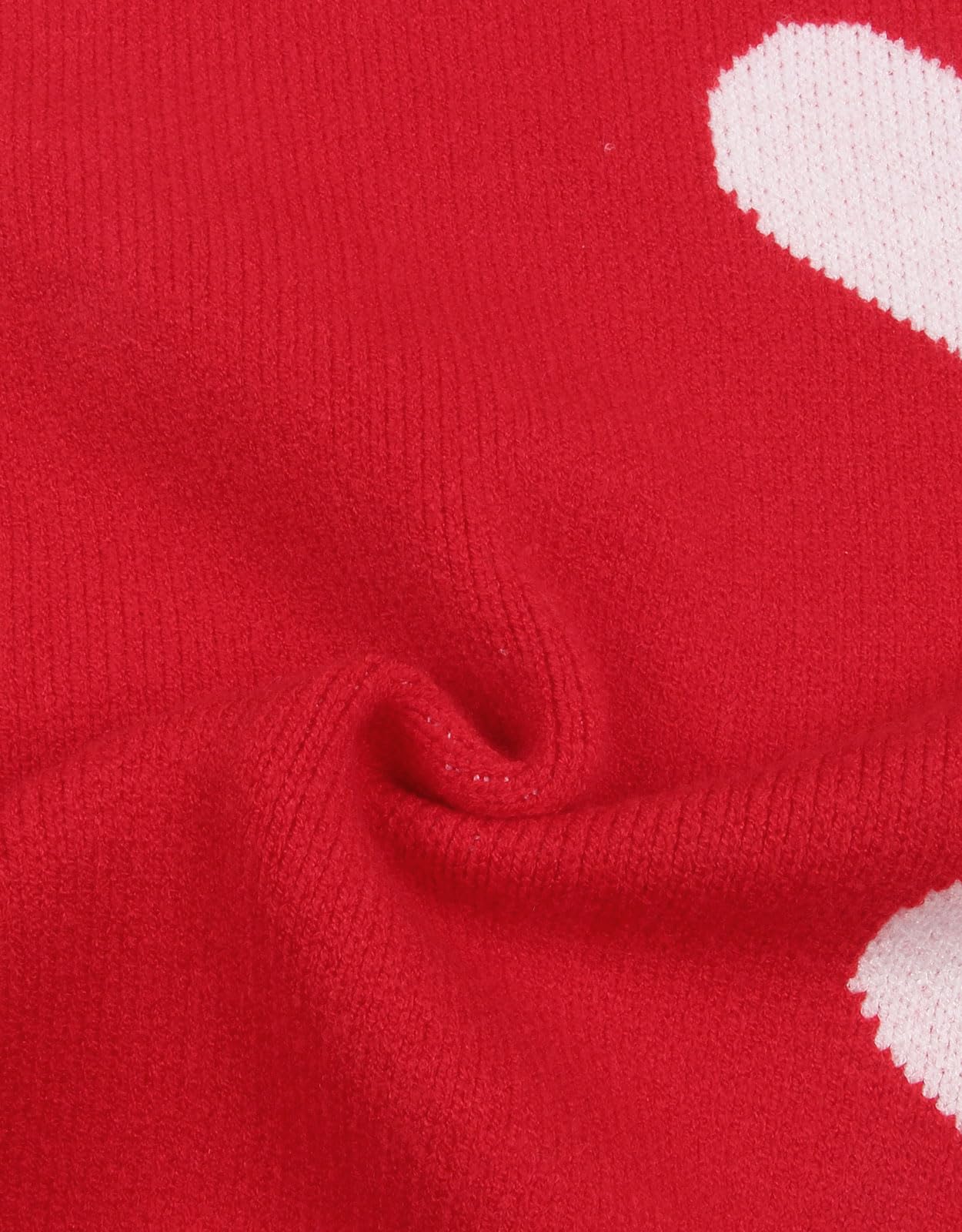Drvitor Womens Pullover Sweaters Long Sleeve Crewneck Casual Pullover Cute Heart Pattern Knitted Sweater (Red&White, Small)