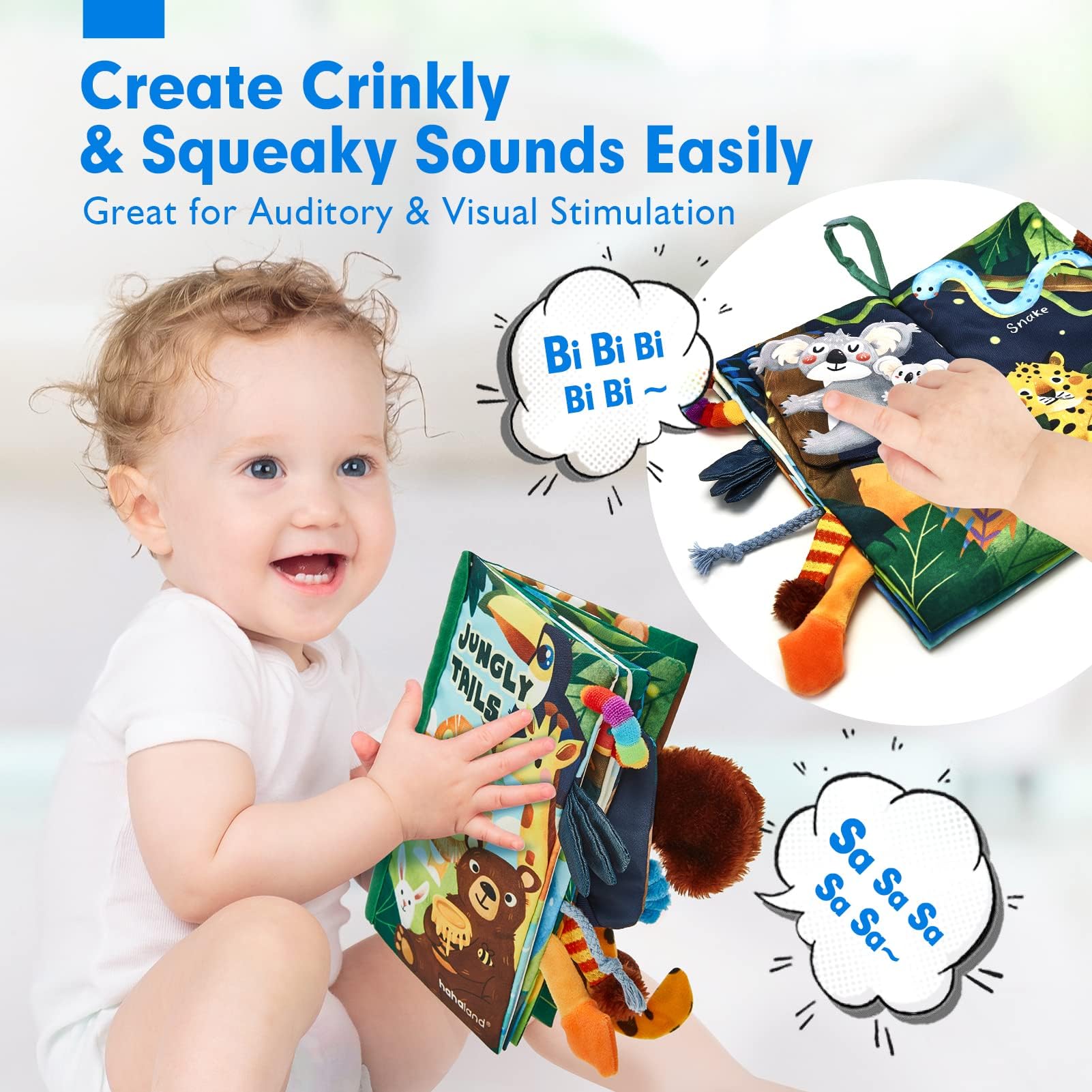 hahaland Baby Books 0-6 Months,Infant Tummy Time Toy Sensory Toys 6 to 12 Months Touch Feel Book Travel Toy Gifts for Boy Girl 0-3 Month Baby Shower Valentine Birthday Easter Basket Stuffers (Single)