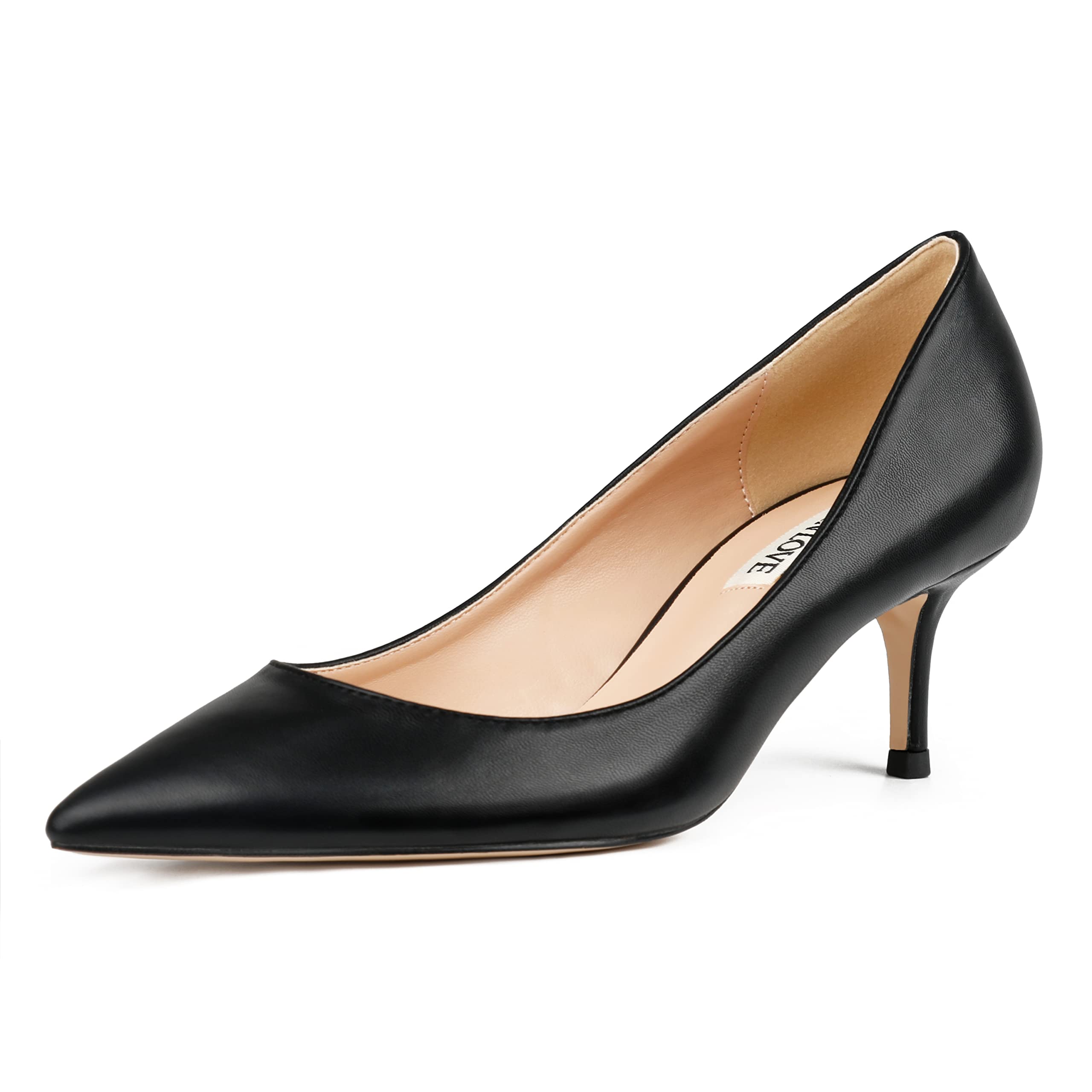 JOY IN LOVE Women's Shoes Low Heels Pointy Toe Kitten Heel Daily Pumps Black Matte 8.5 US