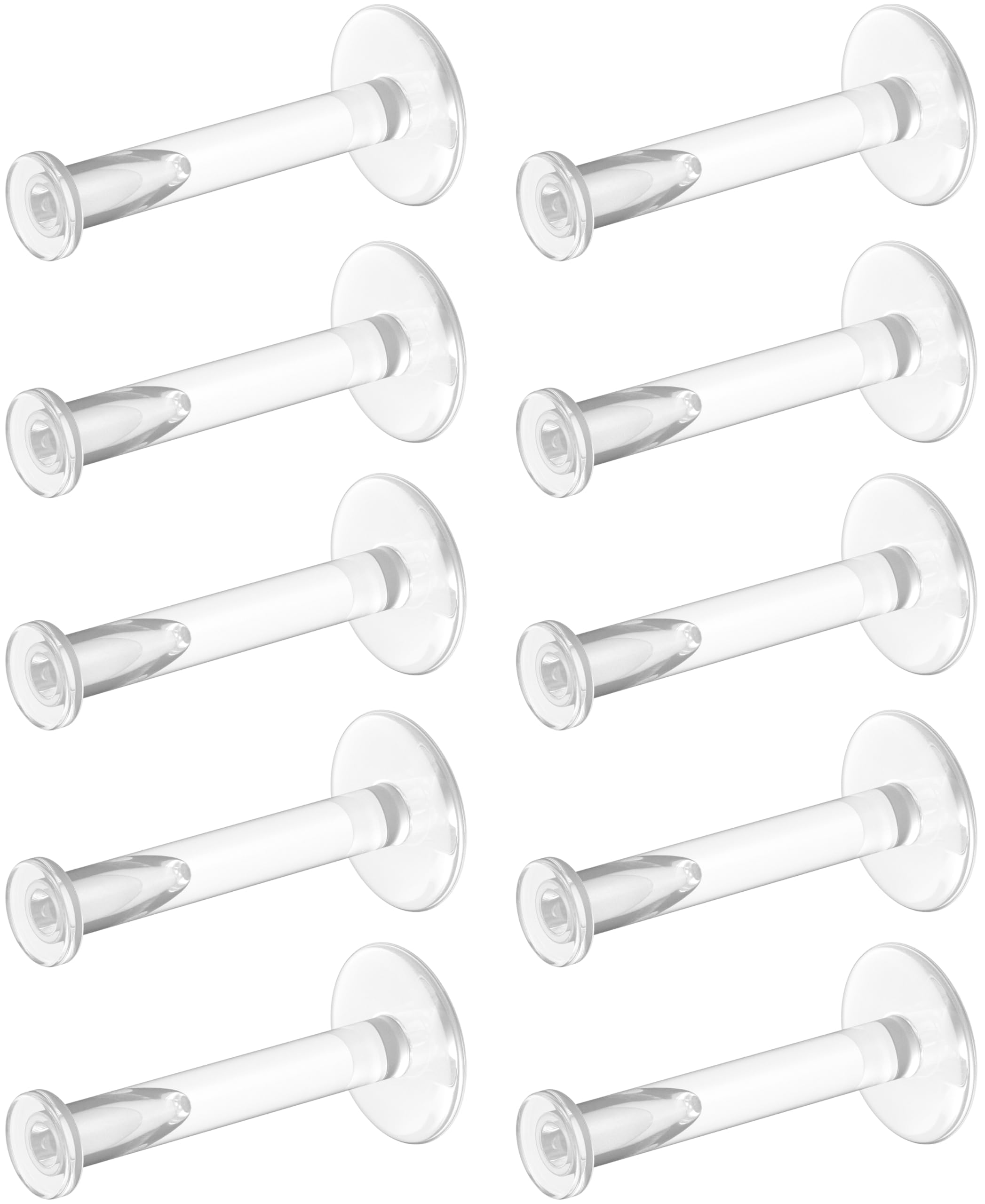WildVibe 16g Clear Earrings for Sports, Work, Surgery - Bioflex Plastic Earrings Tragus Piercing Jewelry Clear Labret Retainer Piercings 10pc Set - Plastic Stud Earrings for Cartilage Helix Tragus Lip Medusa Monroe - 8mm (5/16)