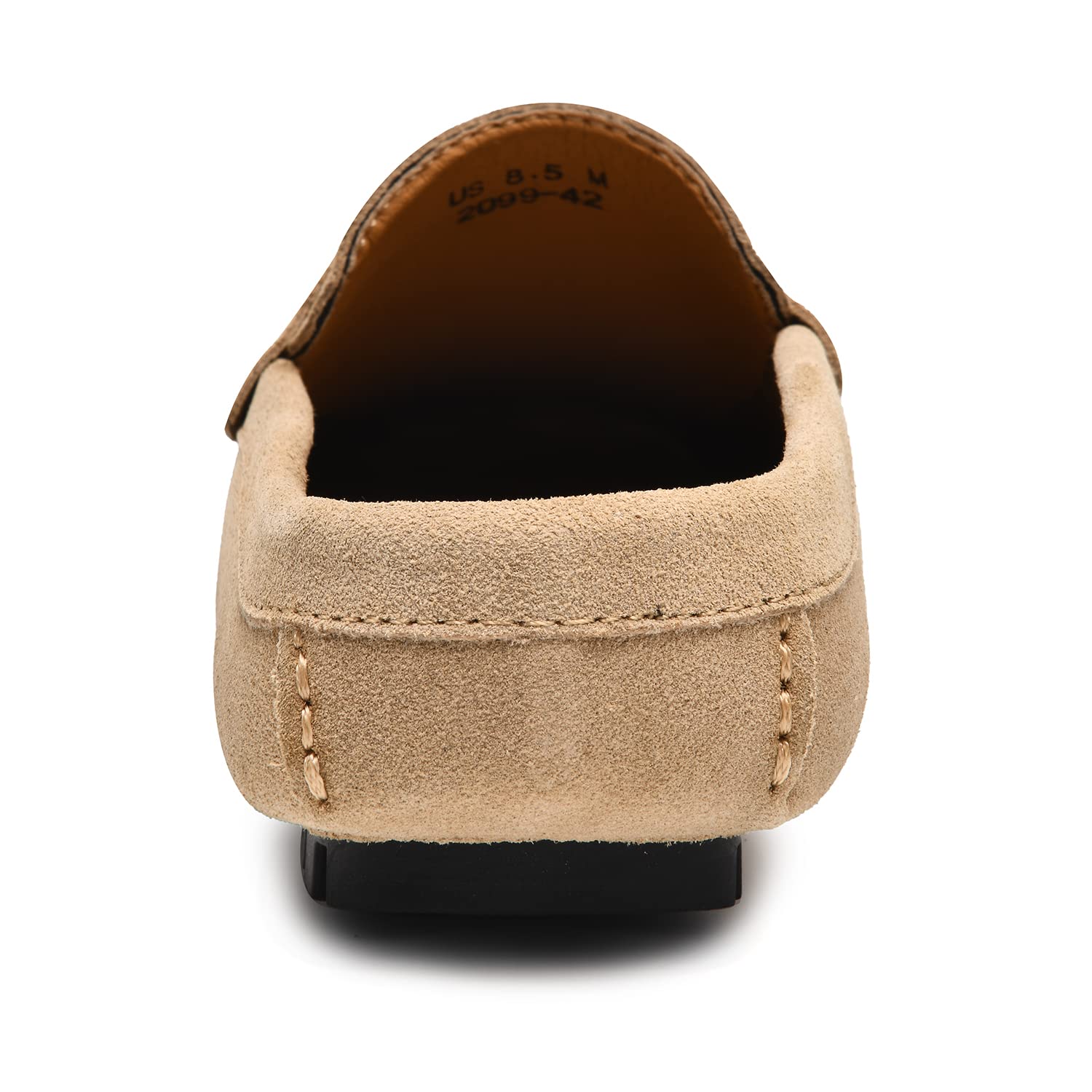 Go Tour Mens Handmade Suede Leather Mules Clog Slippers Breathable Leather Slip on Shoes Casual Loafers Beige 11/46