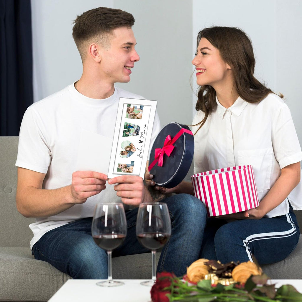 LOVE Frame, Picture Frames with Photos, Gifts for Girlfriend, Custom Gifts for Boyfriend Him Her Couples Husband Wife - Birthday Anniversary Valentine's Day Christmas Presents, Display 4 Pictures 3''