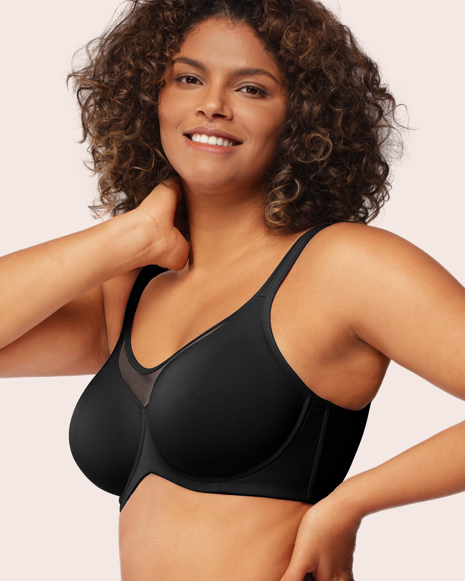 HSIA Minimizer Bras for Women Plus Size, Full Coverage Coolcomfort T Shirt Unlined Bra with Underwire for Heavy Breast, Black 38DD