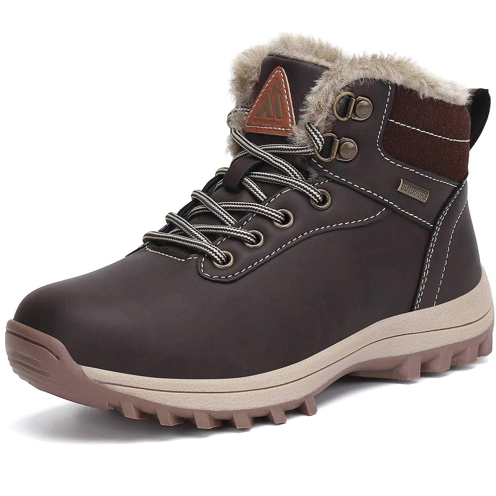 Mishansha Boy's Girl's Winter Snow Boots Waterproof Kids Hiking Boots Cold Weather Outdoor Fur Lined Warm Walking Boot Shoes Dark Brown 7.5 Toddler