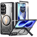 Poetic for Samsung Galaxy Z Fold 8 Ultra Case, [Hinge Protection] [MagSafe Compatible] [Tempered Glass Screen Protector] Full-Body Rugged Shockproof Protective Phone Cover with Kickstand, Black/Clear