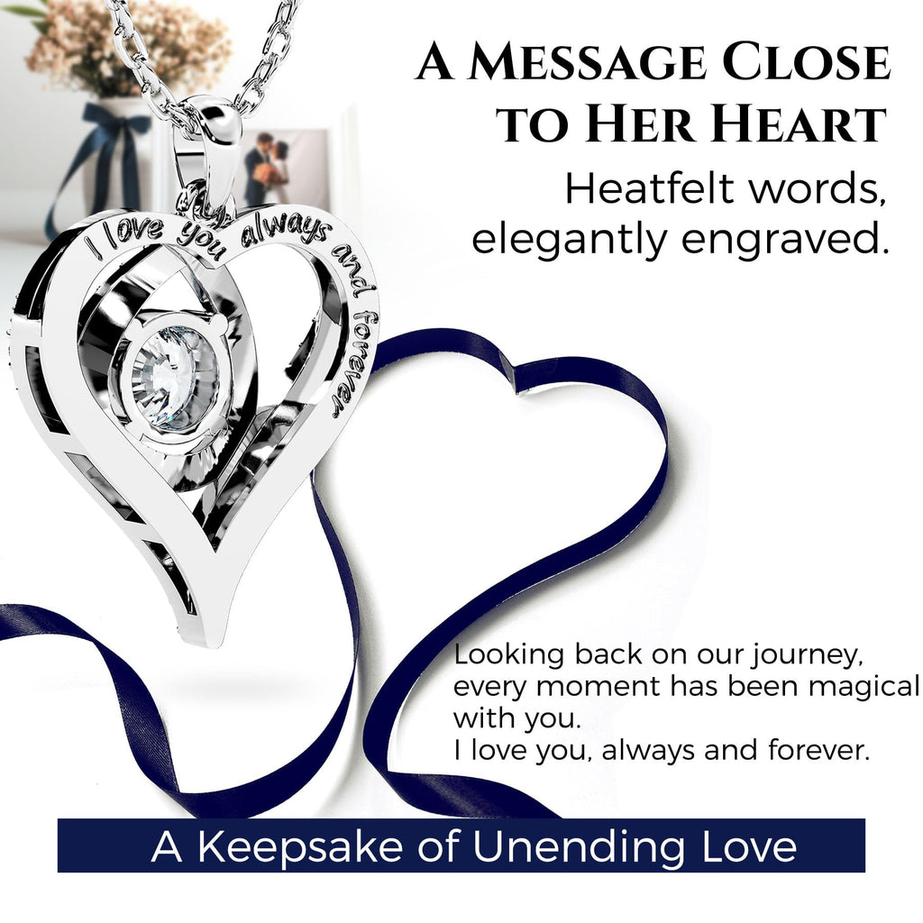 Heart Pendant Necklace for Her Moissanite Lab-Created Gem Jewelry for Women I Love You S925 Sterling Silver Gifts to Wife Girlfriend Mom Daughter Anniversary Birthday Christmas Valentines Day Classic