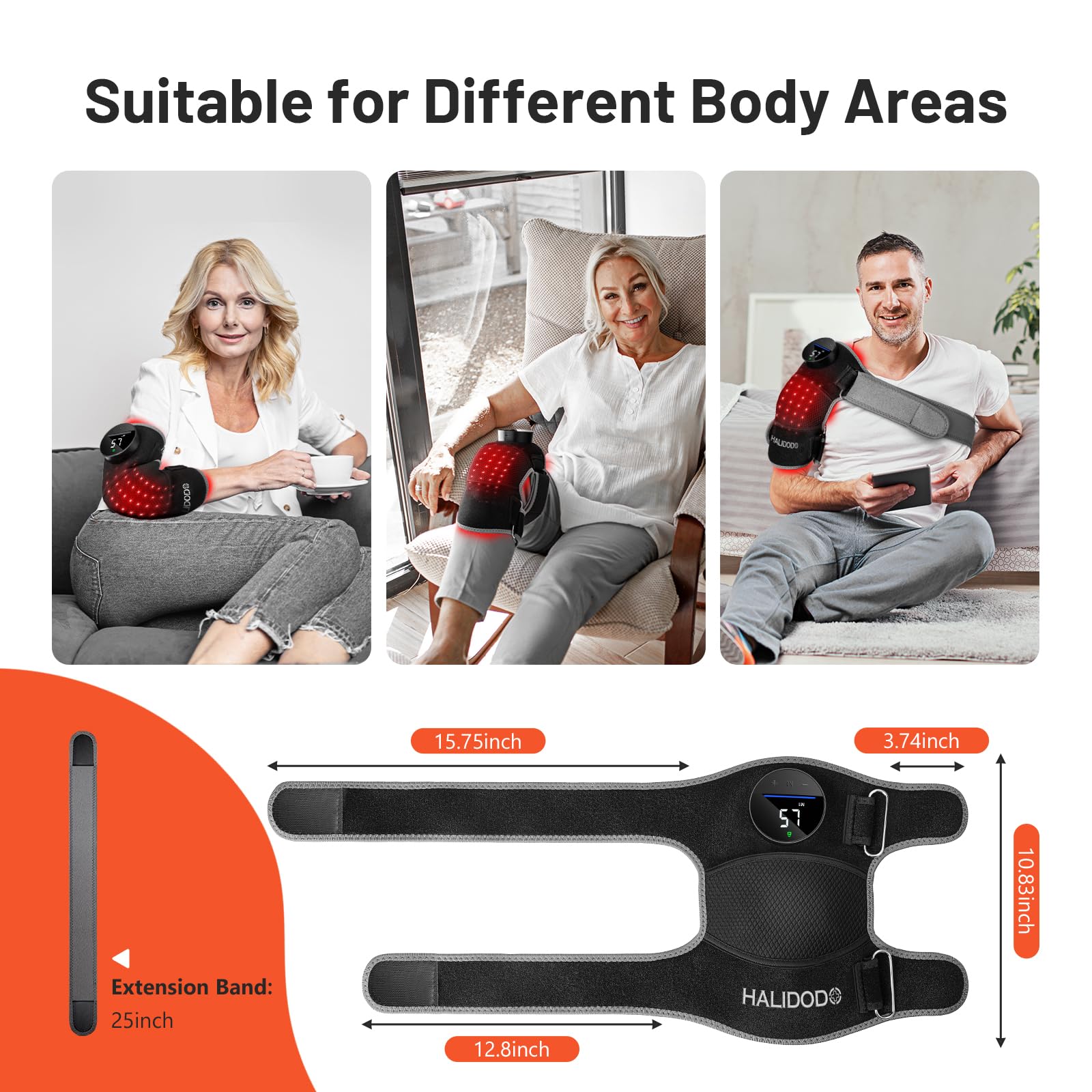 HALIDODO Red Light Therapy & Vibration Massage Knee Brace - Wireless Rechargeable Controller, 660nm & 850nm Red Light Therapy Heated Device for Knee/Joint/Elbow/Shoulder.