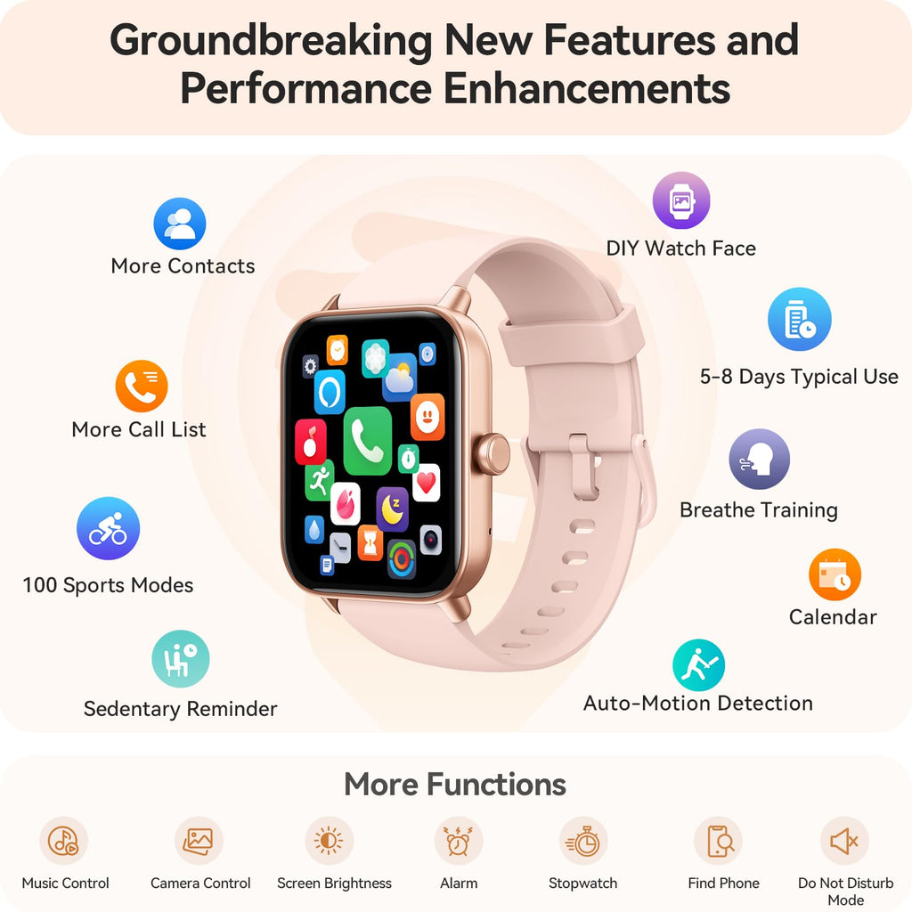 Smart Watch for Women Android & iPhone, Alexa Built-in, IP68 Waterproof Activity Fitness Tracker with Bluetooth Call (Answer/Make), 1.8" Smartwatch with Heart Rate/SpO2/Sleep Monitor, 100+ Sports Mode