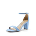 DREAM PAIRS Women's Chunk Low Heel Pump Sandals,Size 8.5,Baby/Blue/Suede,CHUNK