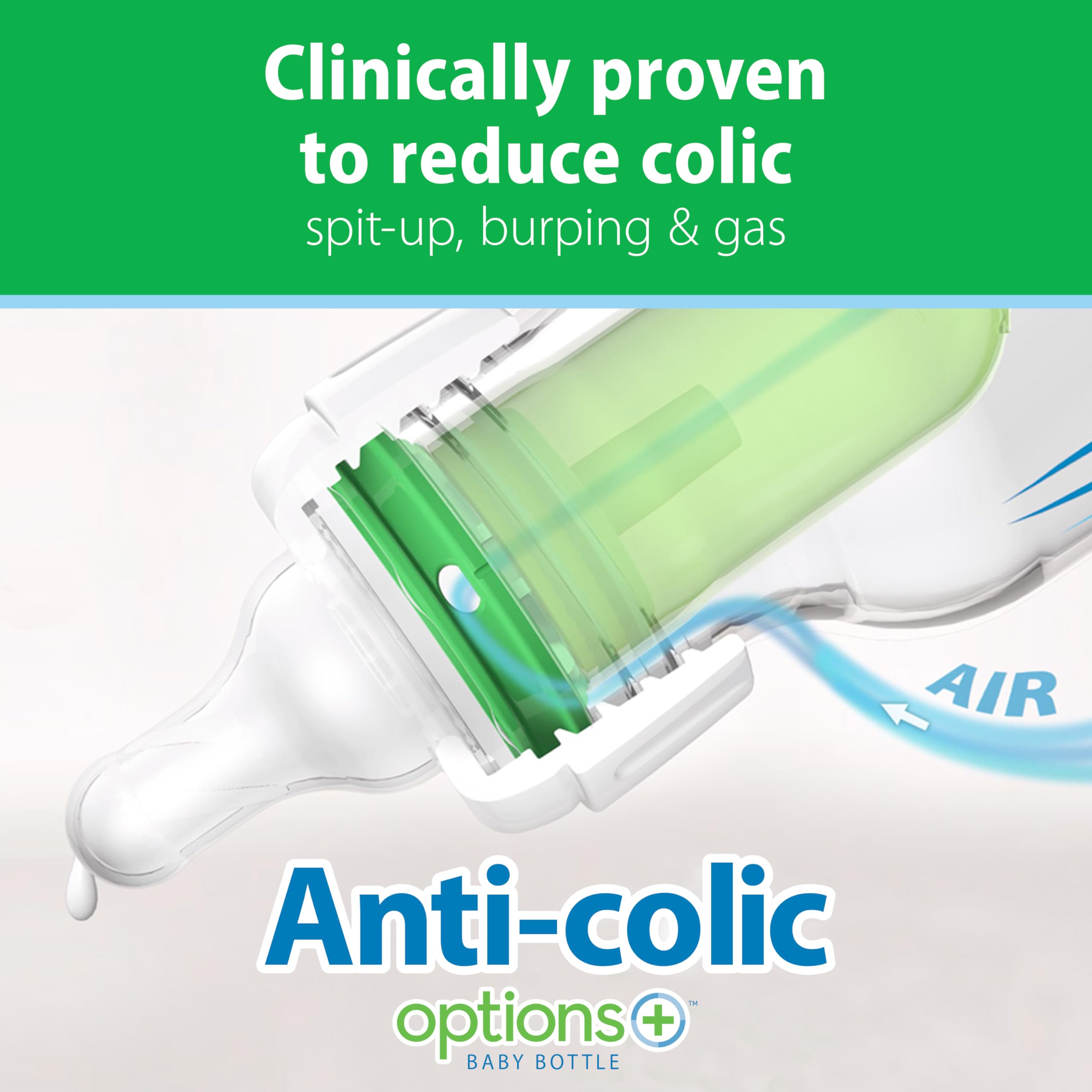 Dr. Brown's Anti-Colic Options+ Narrow Glass Baby Bottle with Level 1 Slow Flow Nipple, BPA-Free, 4 oz/120mL, 4-Pack
