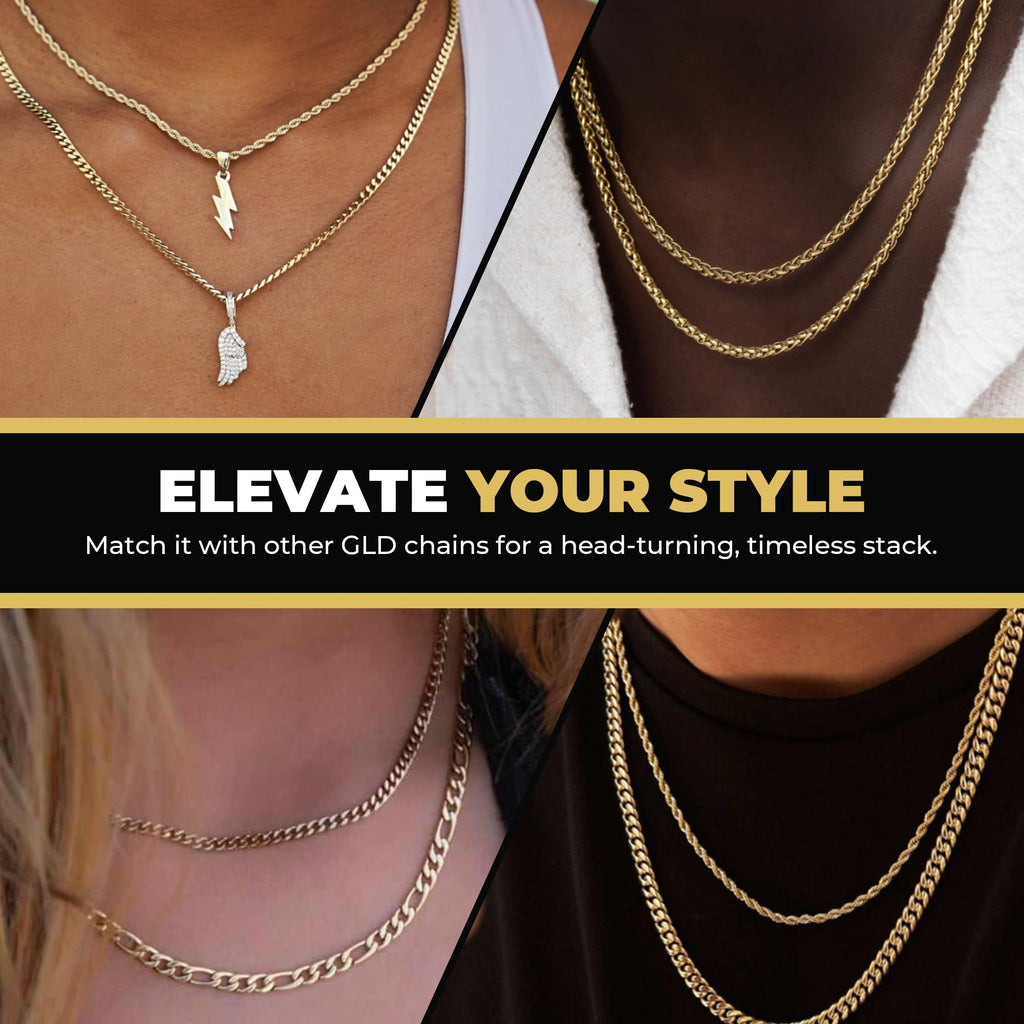 GLD Cuban Link Chain for Men and Women - 8MM, 22", 18K Gold-Plated Miami Cuban Chain with Premium Travel Pouch - Snatch-Proof, Sweat-Proof, Fade-Resistant - Lifetime Quality, Designed in Miami