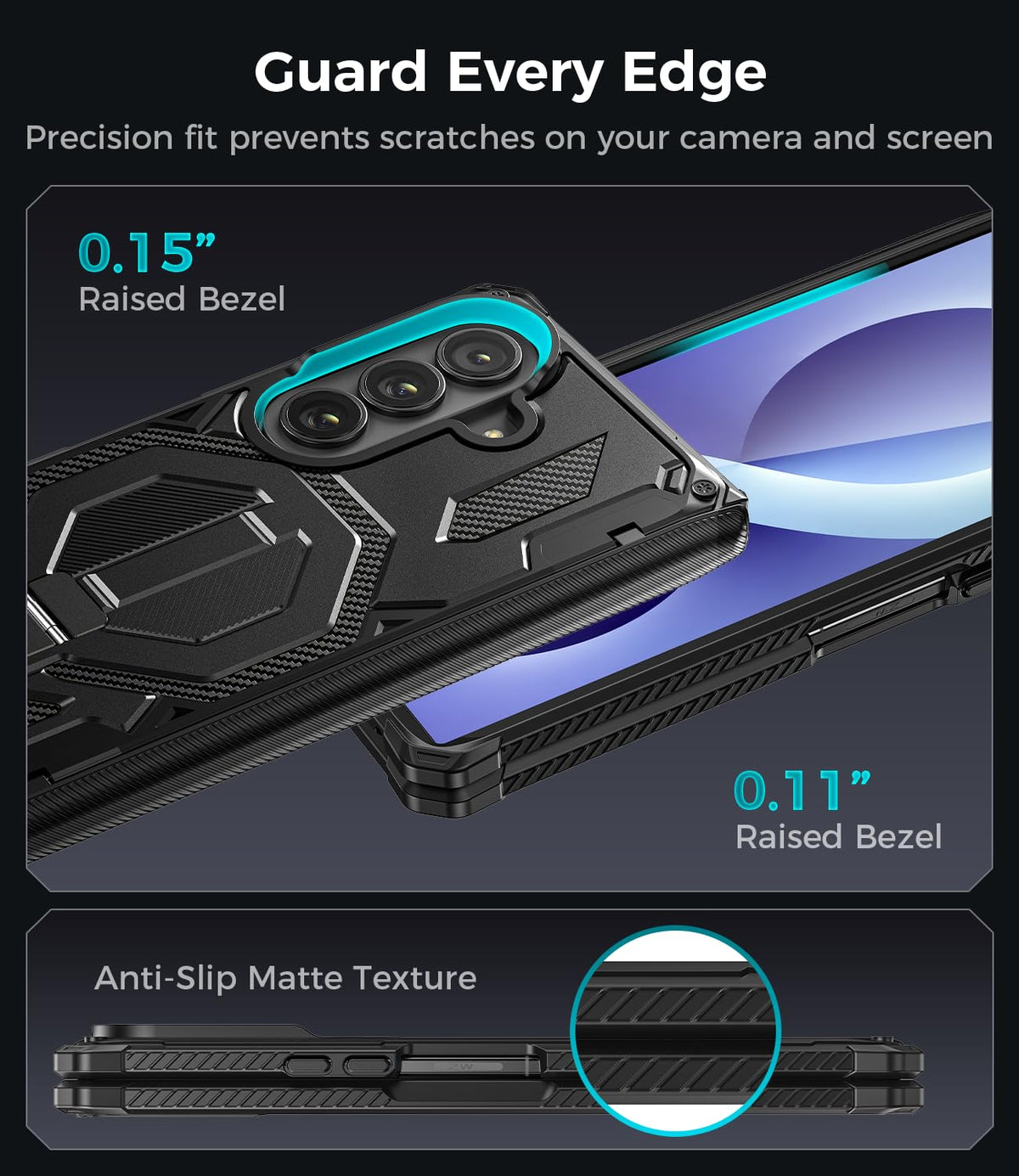 for Samsung Galaxy Z Fold 8 Ultra Case with Invisible Kickstand, Black