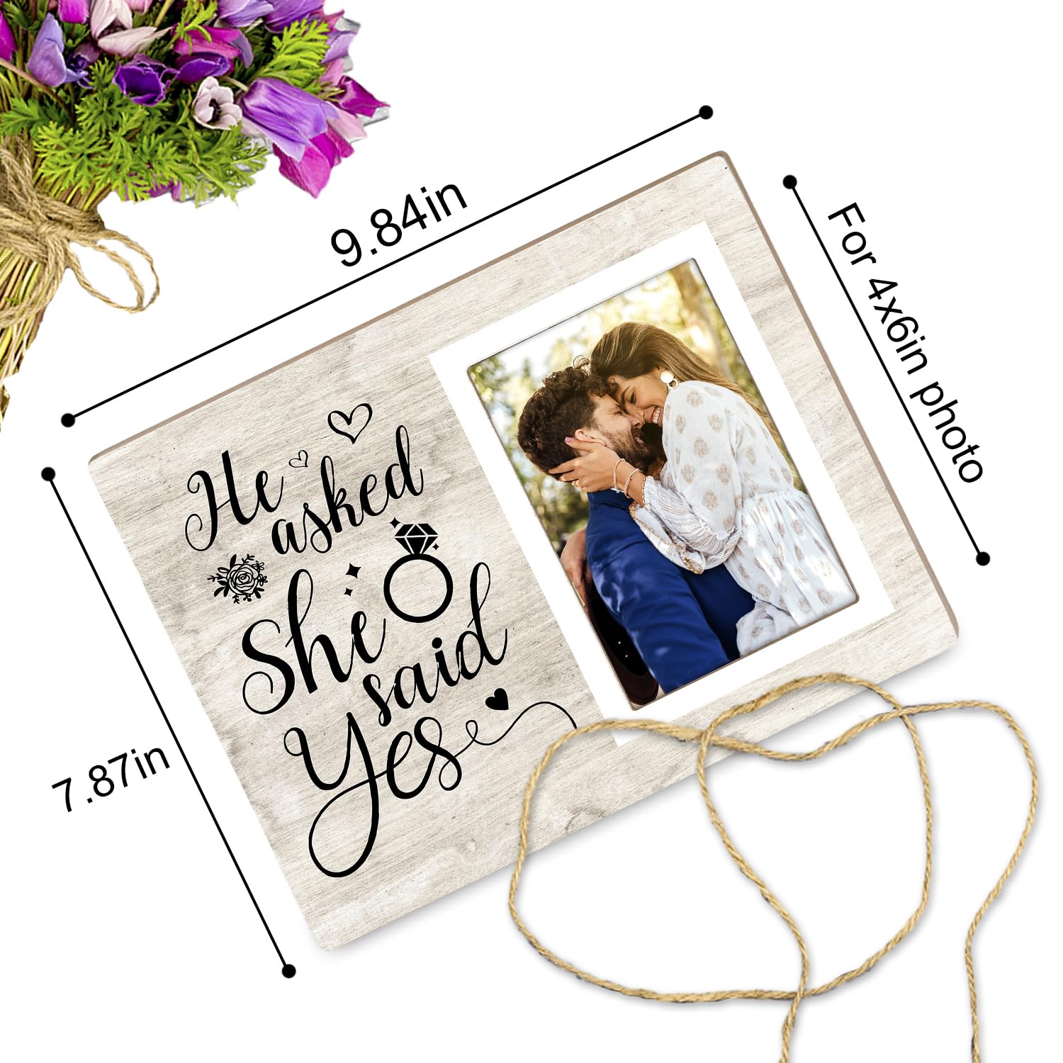 Itsoly Personalized Photo Frame, Wedding Engagement Picture Frame, Engagement Gifts for Couple, Newly Engaged Couples,Engaged Gift for Her, Valentines Gifts
