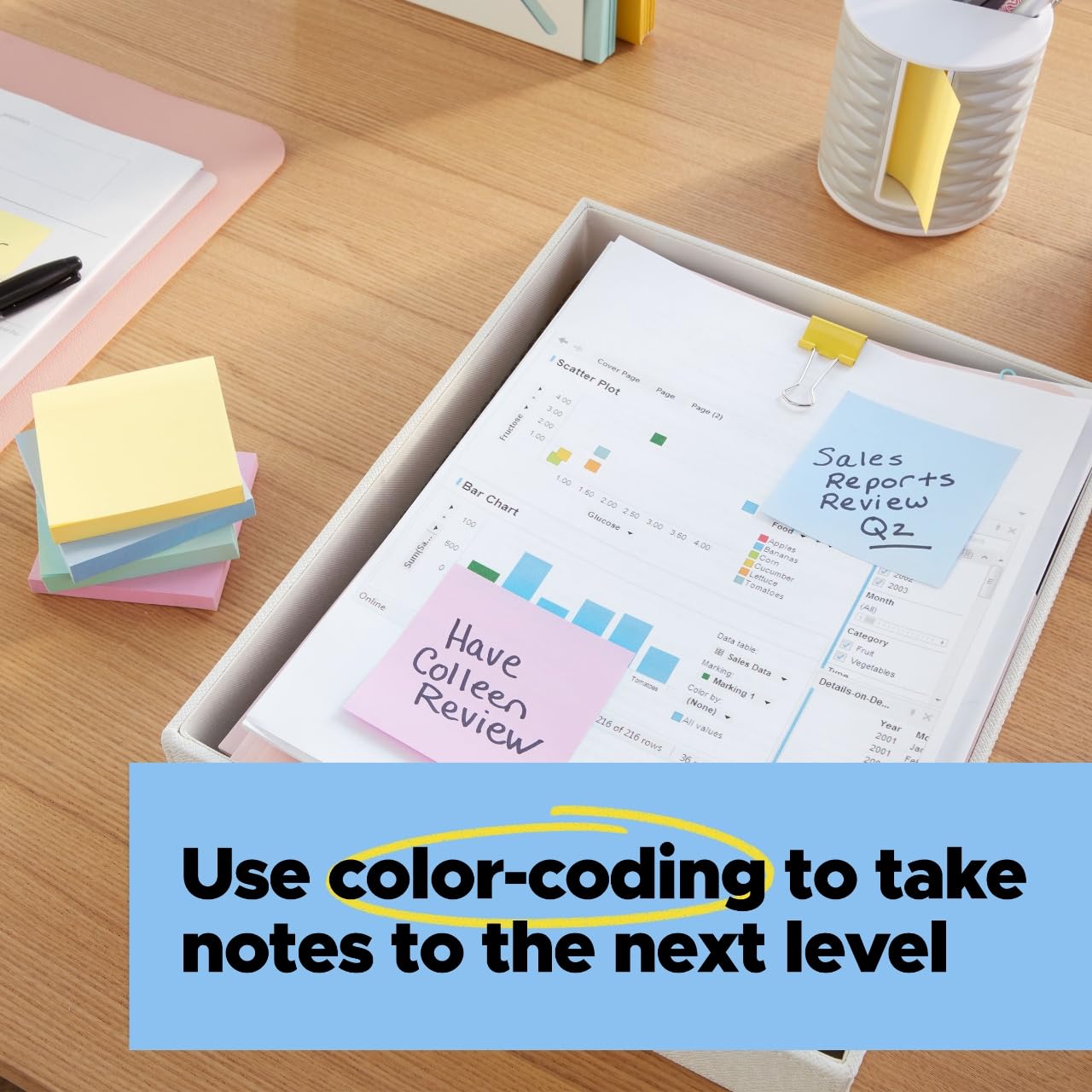 Post-it 100% Recycled Paper Super Sticky Notes, 3 in. x 3 in., 5 Pads, 70 Sheets per Pad, Wanderlust Pastels, New Year Organization or Second Semester School Supplies