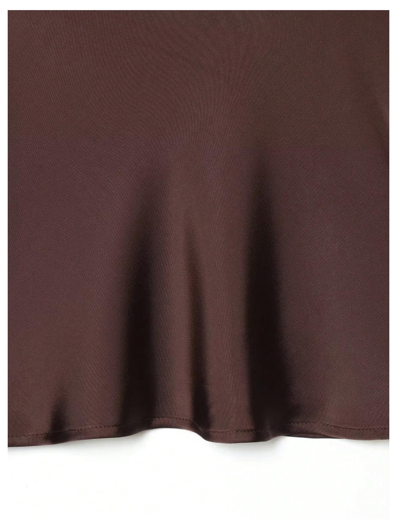 WDIRARA Women's Lace Trim Satin Blouses Elegant Sleeveless Deep V Neck Dressy Casual Tops Brown Large