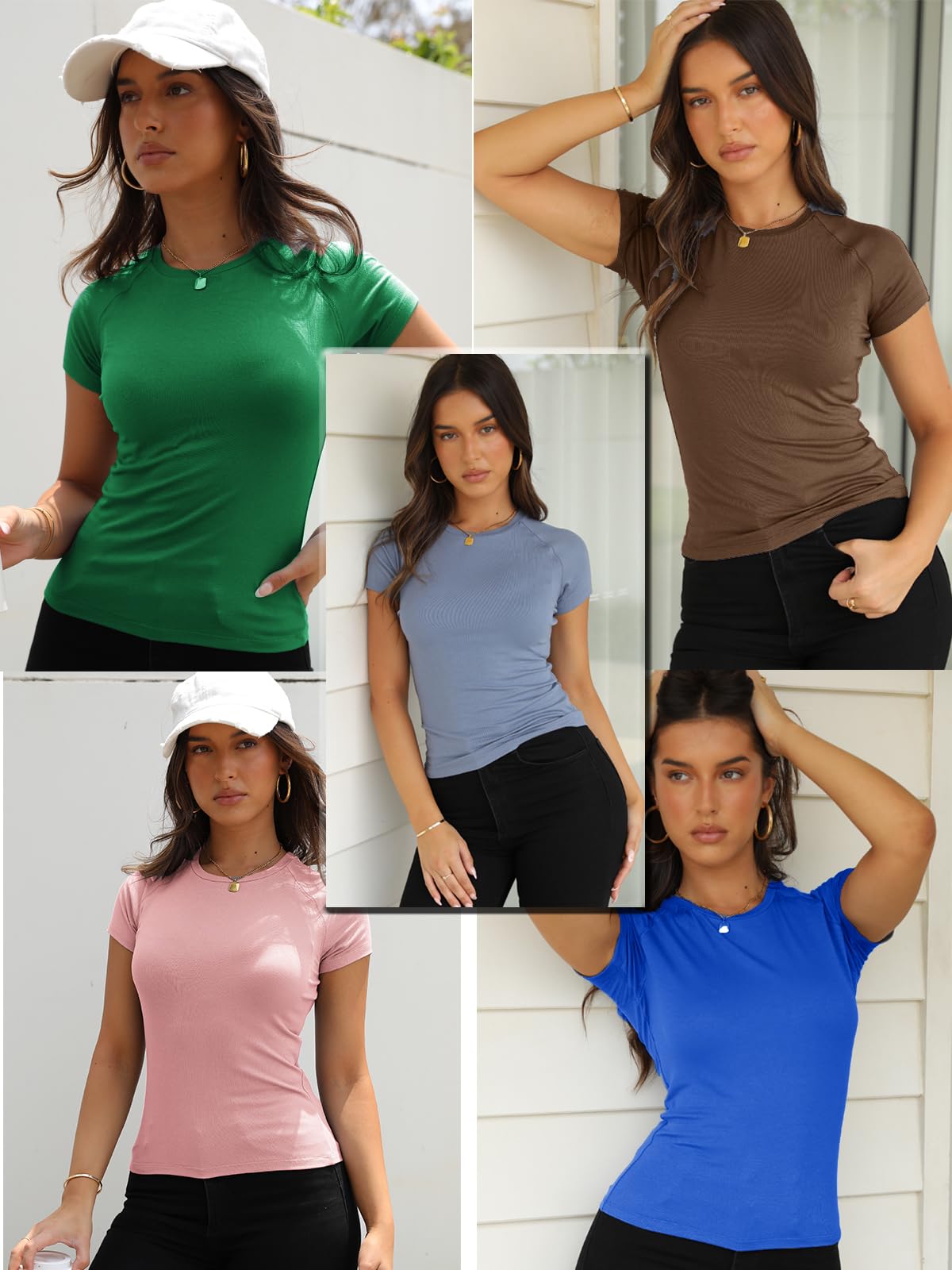 Abardsion Women Casual Raglan Sleeve Crewneck Slim T Shirts - 2026 Spring Summer Basic Activewear Going Out Tops(Black, S)