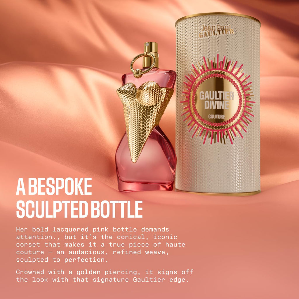 Jean Paul Gaultier Gaultier Divine Couture Eau de Parfum for Women - Long Lasting Fruity Amber Women's Perfume with Raspberry, Meringue & Benzoin - Refillable Designer Spray, 3.4 oz