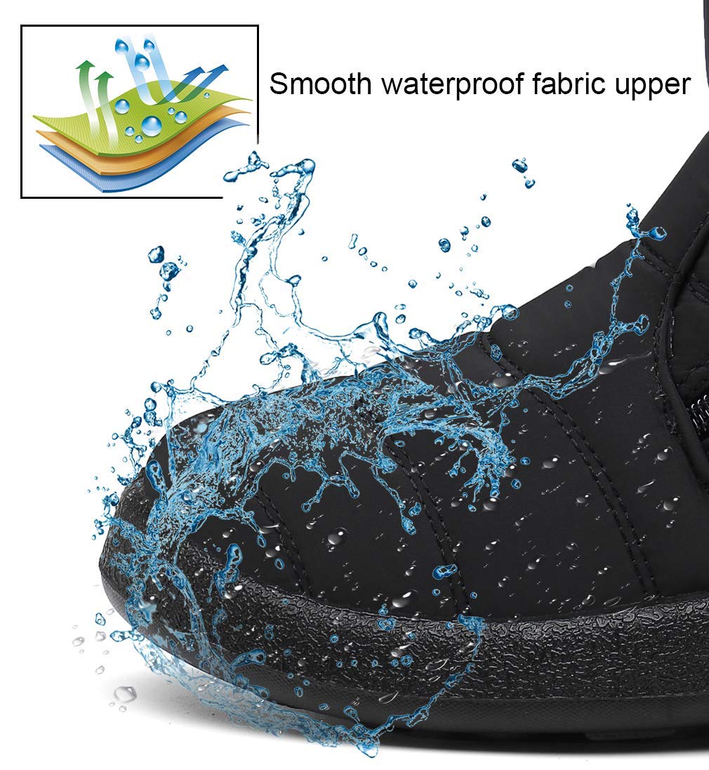Hsyooes Womens Warm Fur Lined Winter Snow Boots Waterproof Ankle Boots Outdoor Booties Comfortable Shoes for Women,Black,9 M US=Label Size 41