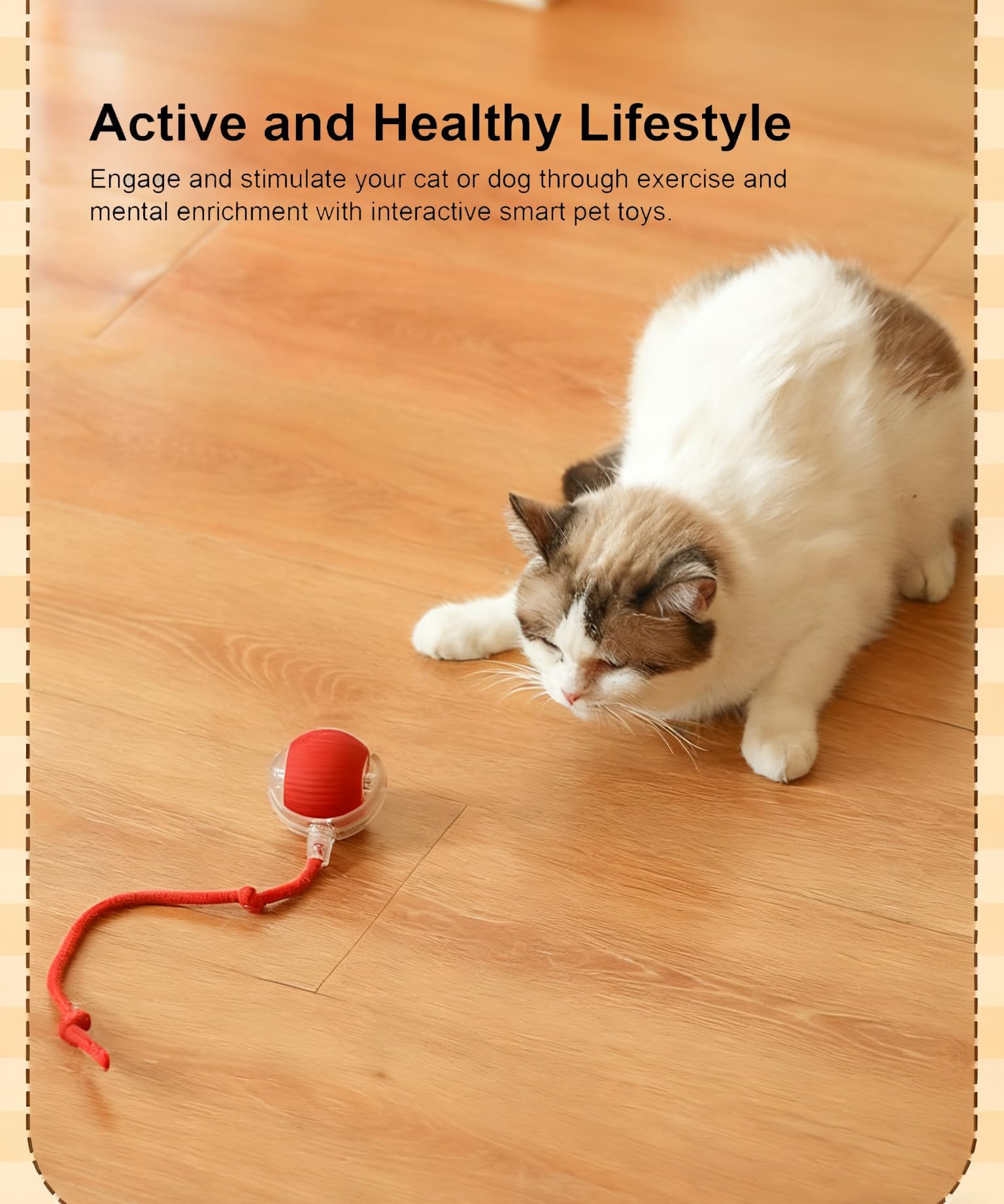 Liedrg Interactive Cat Toy Ball for Indoor Cats, Automatic Moving Cat Ball with String Tail, 3 Interaction Modes Smart Rolling Pet Toy, Type-C Rechargeable Silent Kitten Toy for Boredom & Exercise