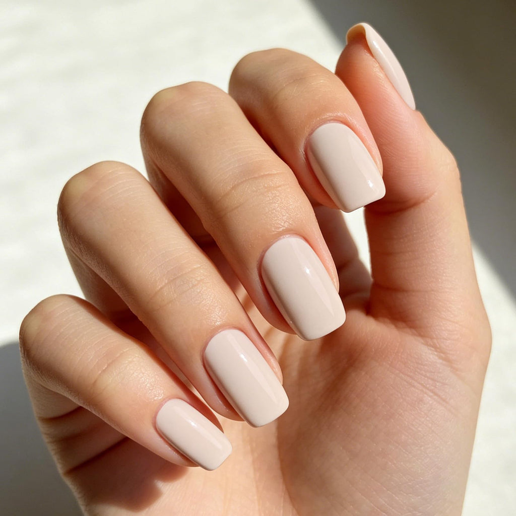 Modelones Press on Nails, White Short Square Fake Nails Summer Nails Press Ons Reusable Nail Kit with Nail Glue Adhesive Tabs Mini Nail File, 32Pcs 16 Sizes, Women Girl Gift