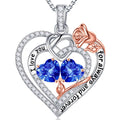 Iefil Gifts for Wife - Anniversary Ideas Gifts for Women Wife Her, Rose Heart Birthstone Necklace | Sapphire Blue Necklace