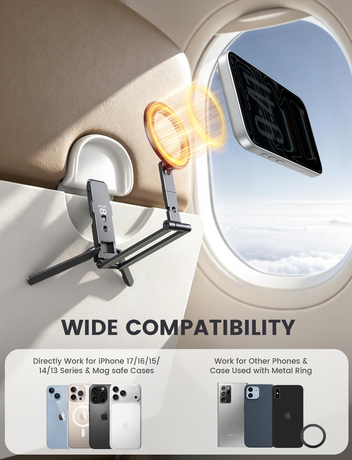 Lamicall for MagSafe Tripod Stand Dual-Side Magnetic with 1/4", Arca, Hook