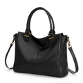 befen Black Soft Real Leather MediumTote Bag for Women, Womens Leather Purses Handbags Crossbody Bags Top Handles Satchel Purse with RFID Card Slots