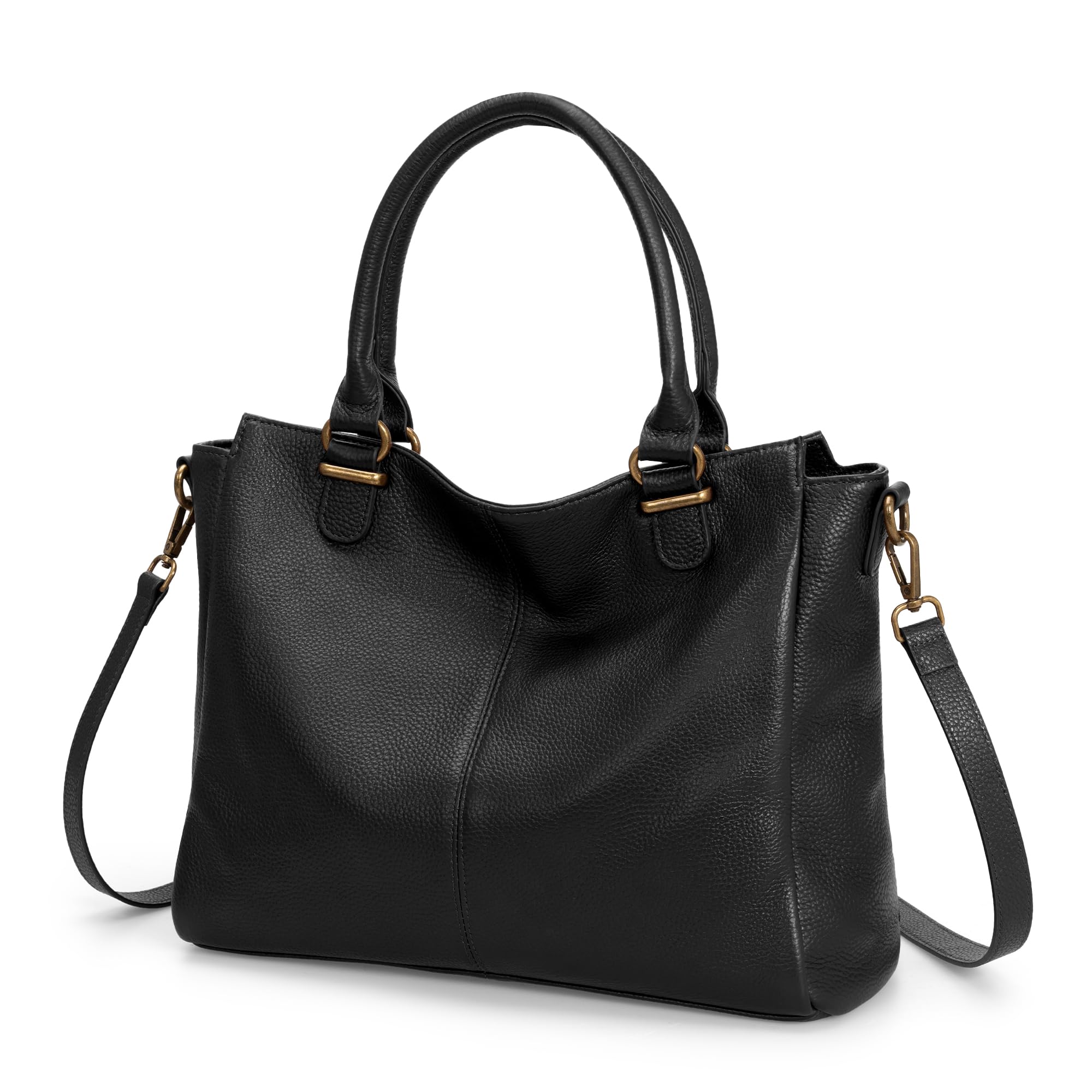 befen Black Soft Real Leather MediumTote Bag for Women, Womens Leather Purses Handbags Crossbody Bags Top Handles Satchel Purse with RFID Card Slots