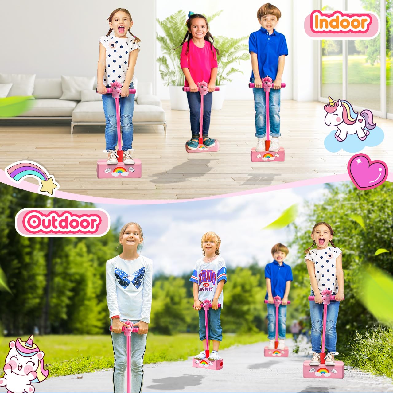 Jumping Helps Grow Taller, Unicorn Toys for Girls Age 4-6, Foam Pogo Jumper for Kids Pogo Stick for Kids, Outdoor Indoor Toys Birthday Party Gifts Christmas Stocking Stuffers (Unicorn)
