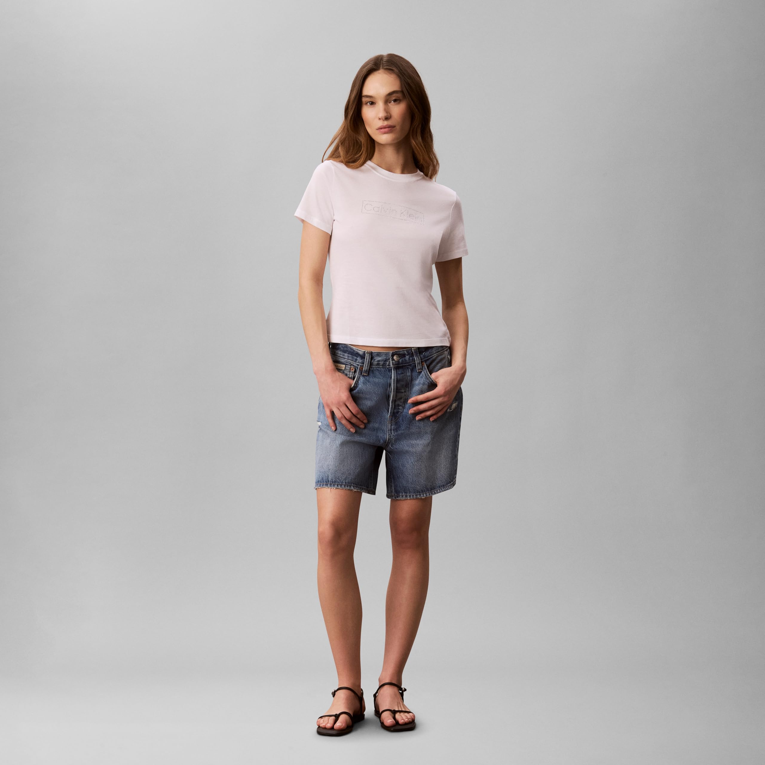 Calvin Klein Women's Slim Fit Cotton Modal Monogram Tee