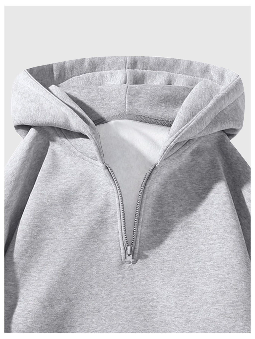 Verdusa Men's Quarter Zip Pullover Hoodies Long Sleeve Drop Shoulder Sweatshirt Casual Pullover 2026 Light Grey Medium