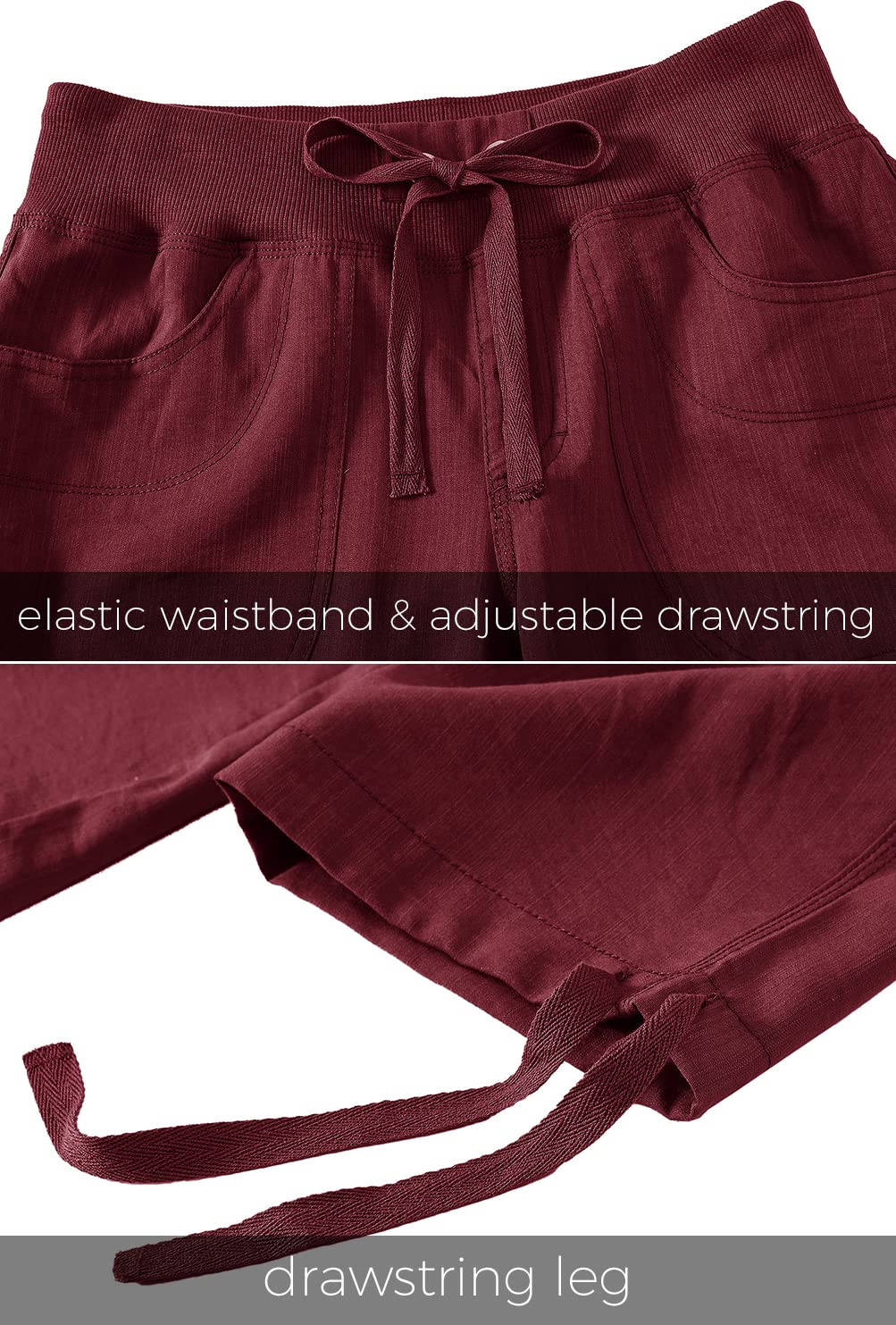 MoFiz Womens Capris with Pockets Loose Fit Casual Capri Pants Dressy Lightweight Ladies Baggy Cargo Pants for Hiking Burgundy Red