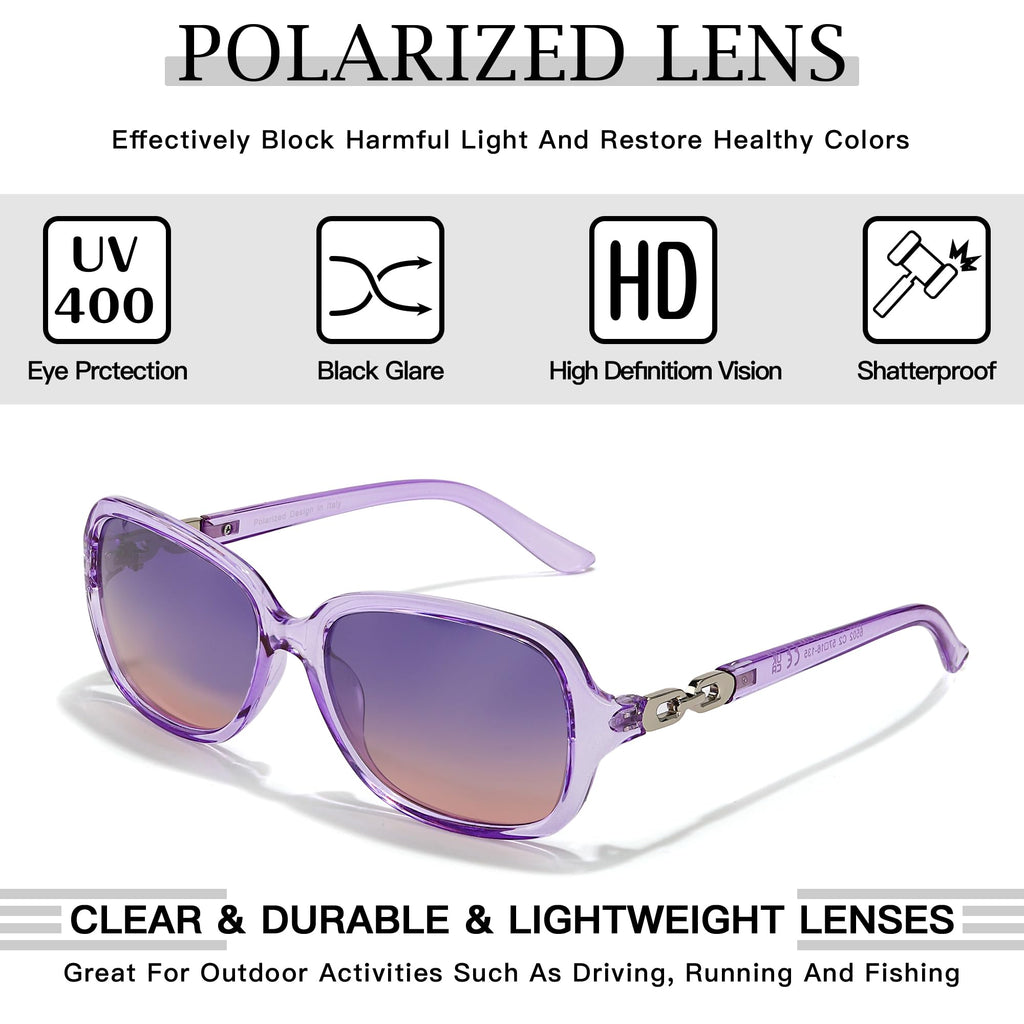 SIPHEW Women's Polarized Sunglasses - Wrap Around Stylish Square Oversized Frame w UV Protection Sun Glasses for Women