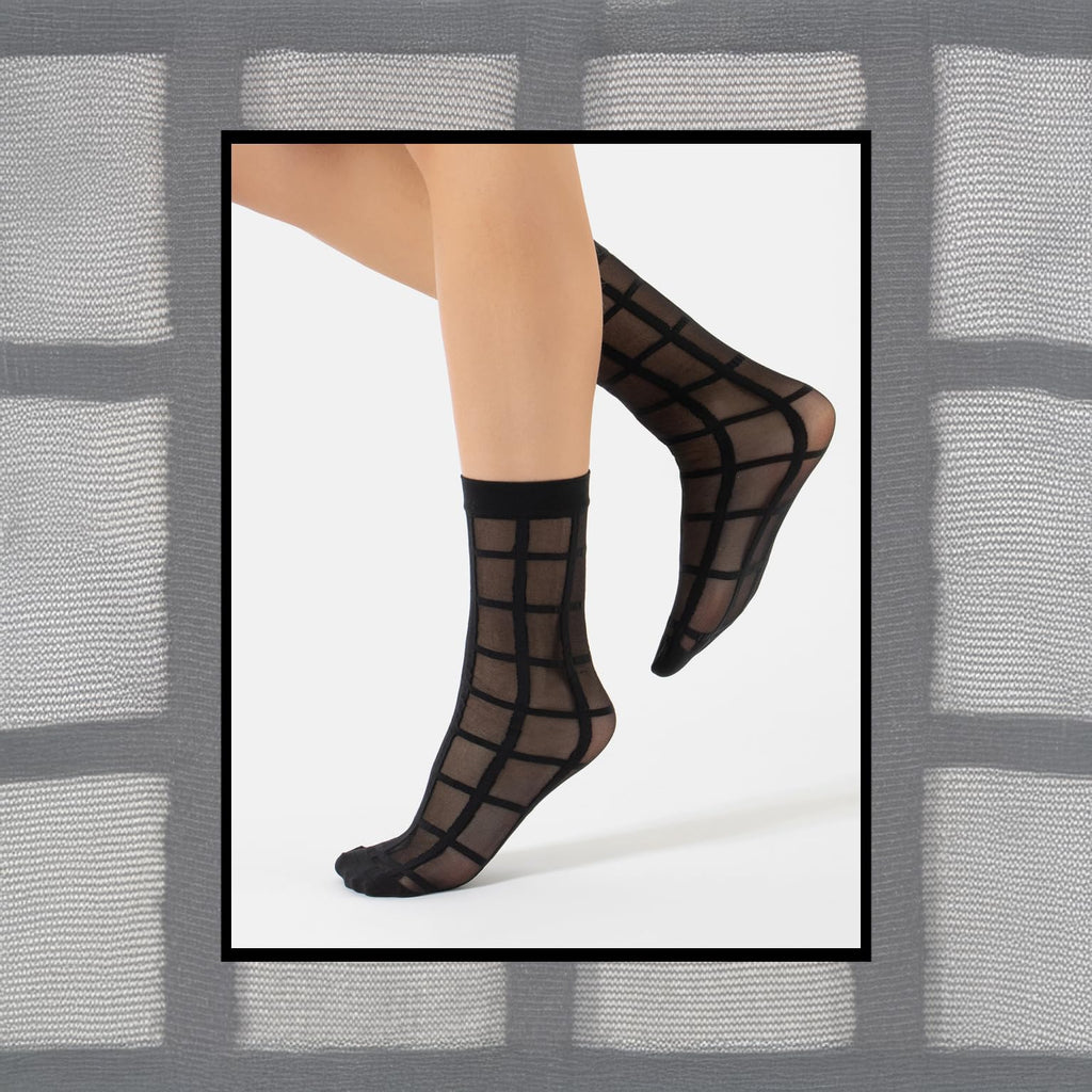 CALZITALY 3 Pairs Women Pop Socks, Sheer Everyday Ankle Socks in 3 Different Designs: Dots, Stripes and Geometric (One Size, Black)