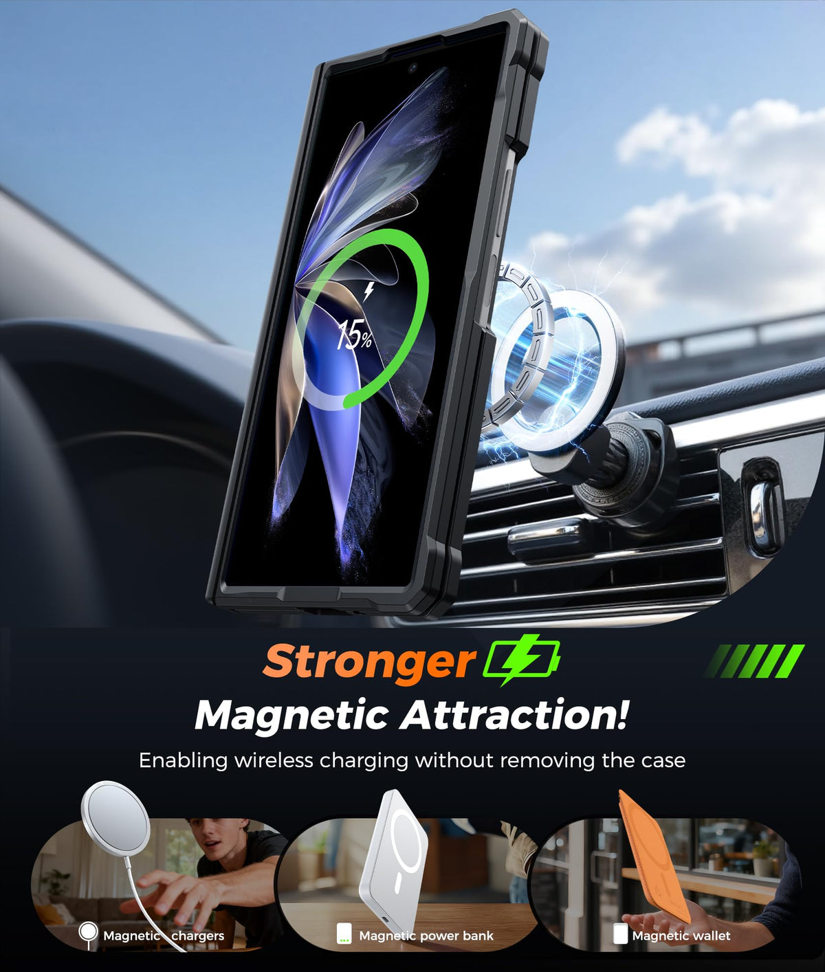 FNTCASE for Samsung Galaxy Z Fold 8 Ultra Case with 360 Magnetic Stand