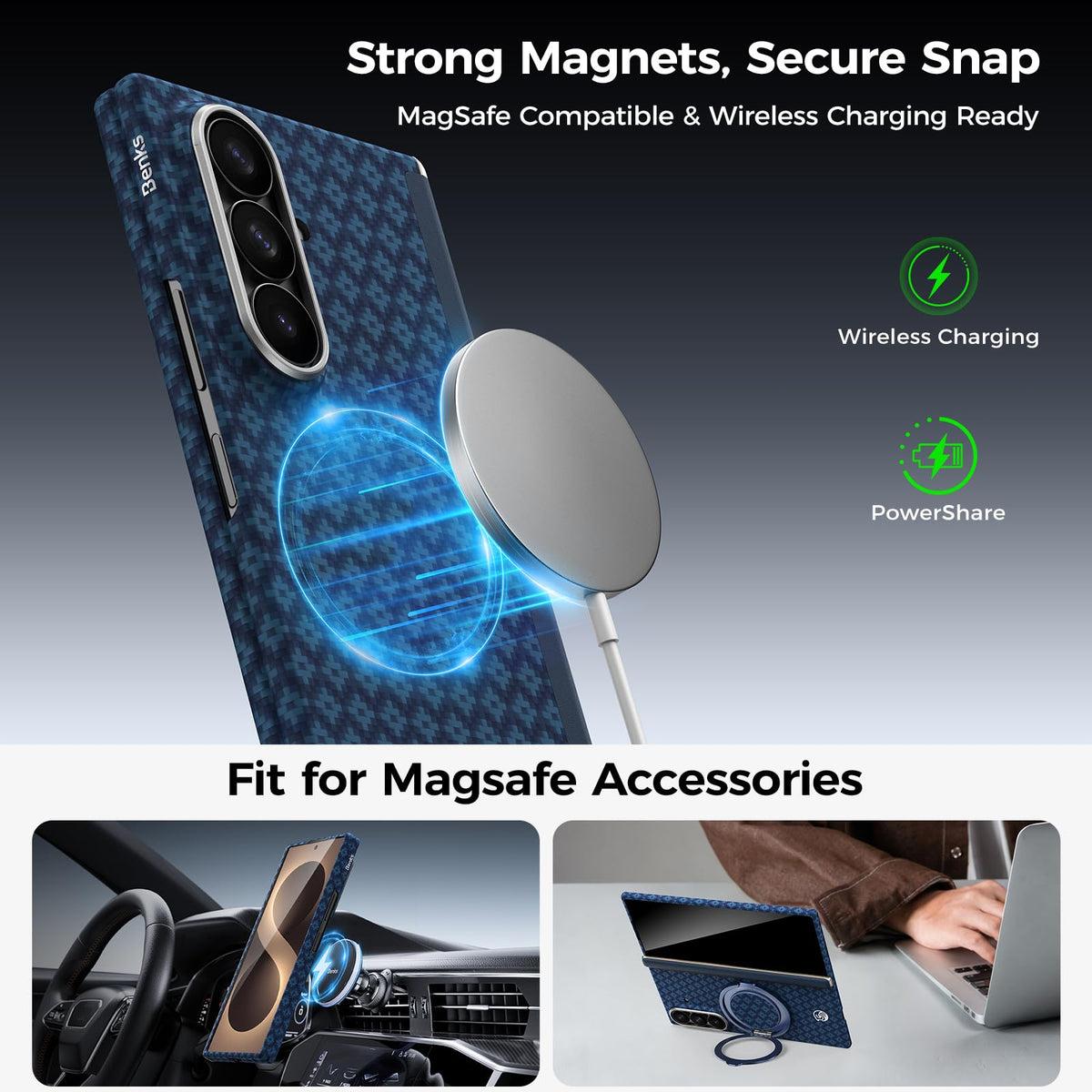 BENKS for Z Fold 8 Ultra Case with Hinge Protection & Screen Protector