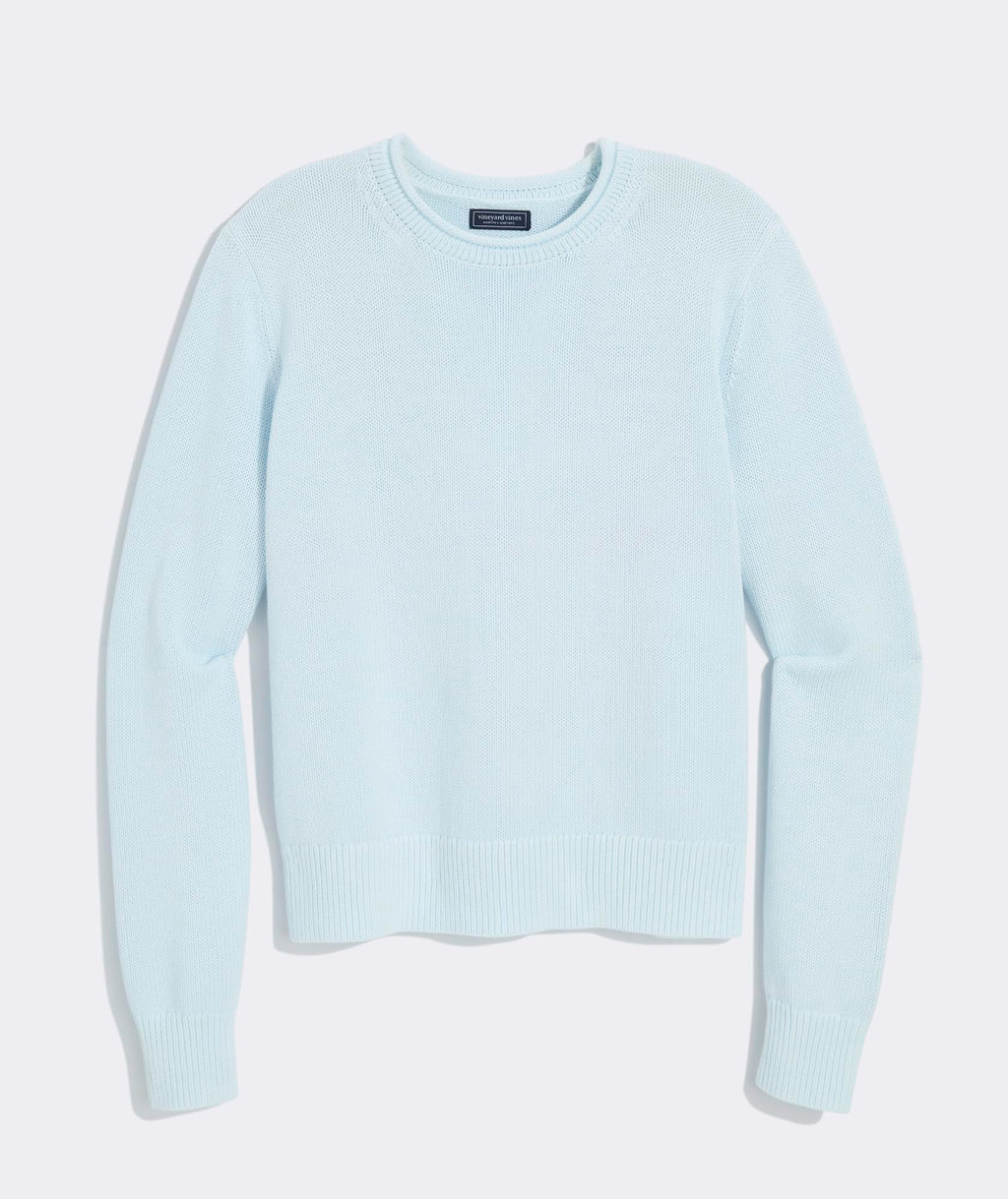 vineyard vines Katie Cotton Rollneck Solid Sweater, Rocks Blue, XL