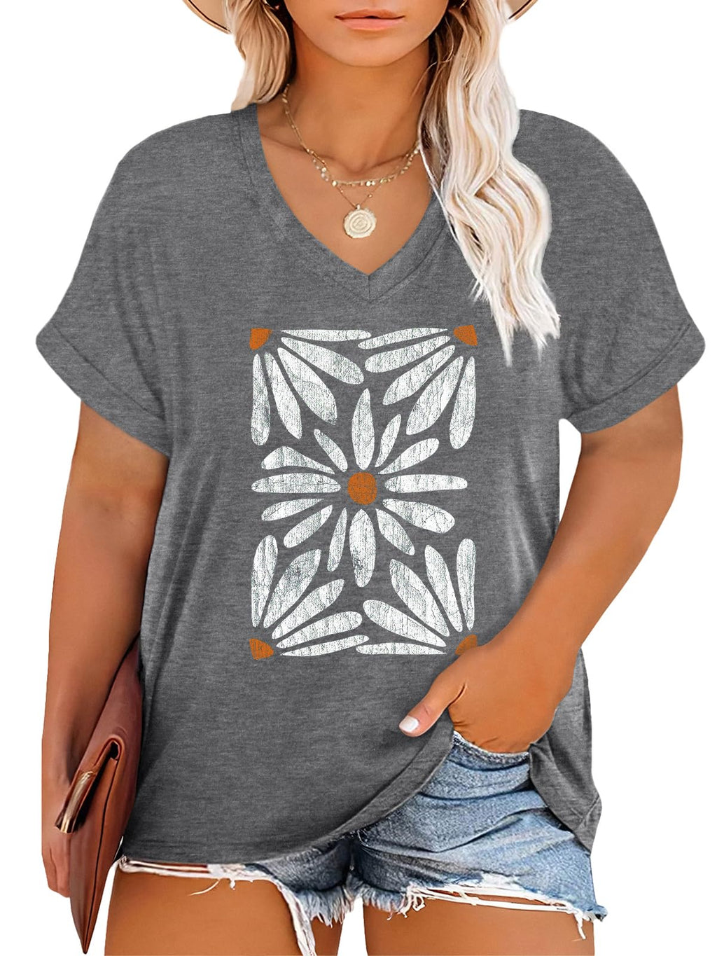 Womens Plus Size Top Oversized Tshirts Graphic Short Sleeve Summer Tops