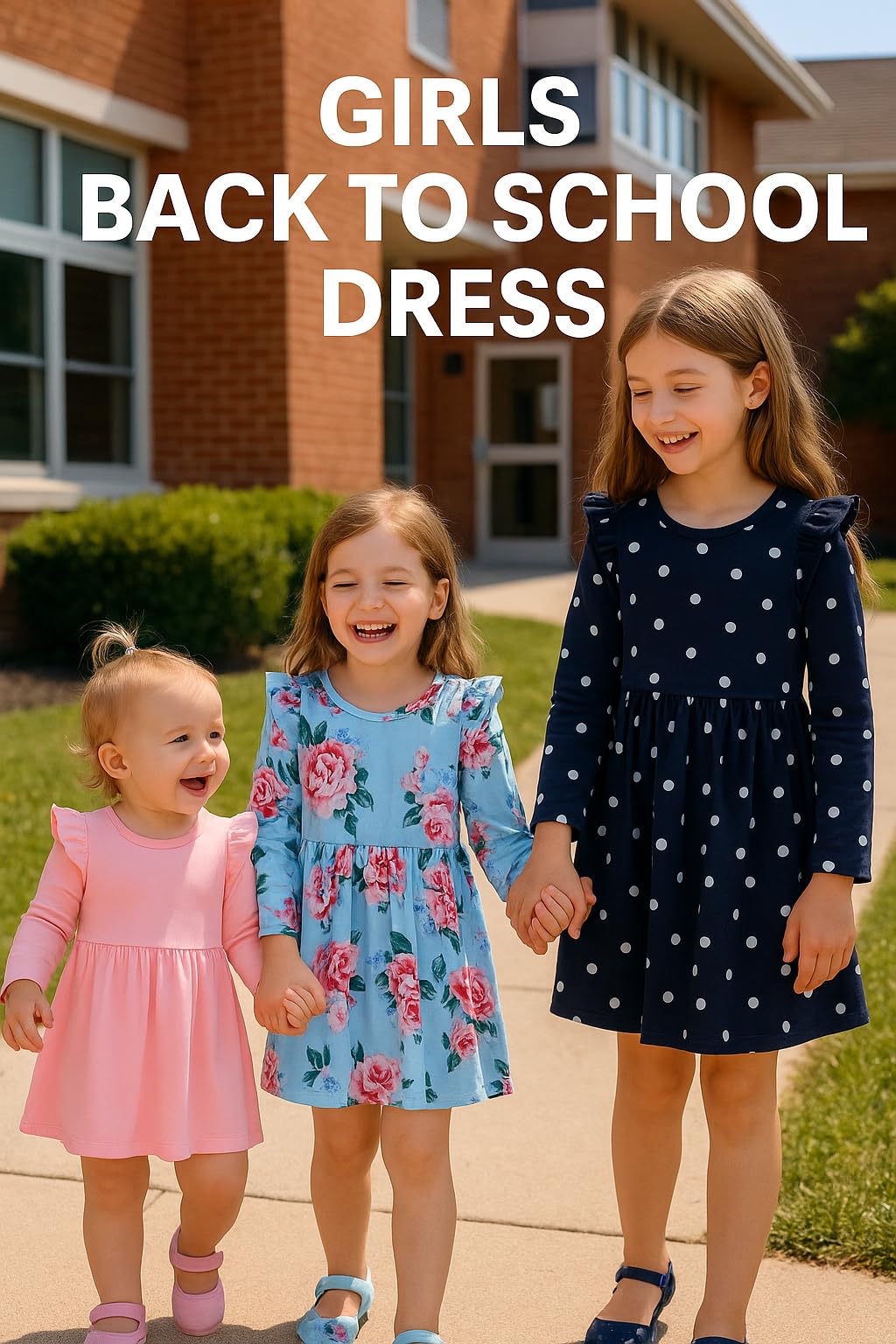 PATPAT Toddler Girl Outfit Set – Flutter Sleeve Long Sleeve Dresses in Sweet Blue Flower Patterns, Blue Flower, 5-6 Years