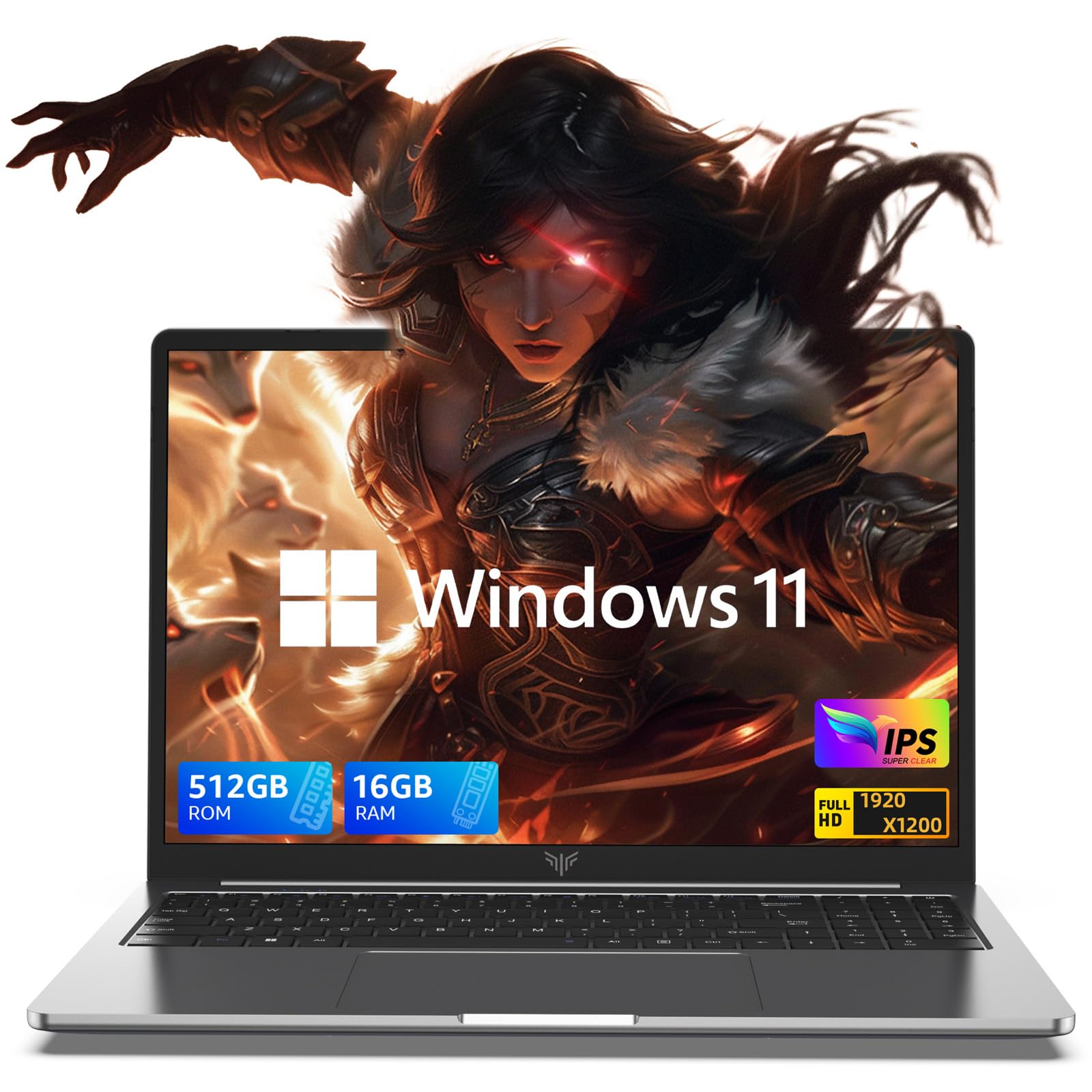 KAIGERR Laptop, 16GB DDR4 512GB SSD Laptop Computer, 16.0inch Windοws 11 Laptop with Ιntel 12th Quad-Core Processor(Up to 3.4GHz), 1920P FHD Display, WiFi 6, USB3.2, Type_C