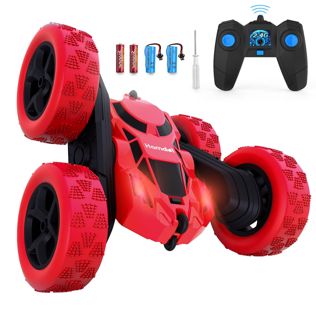 Hamdol RC Stunt Car for Kids Ages 6–12, 360° Rotating Remote Control Car with LED Lights, 4WD Electric Toy Vehicle, USB Rechargeable, Perfect Birthday, Holiday for Boys & Girls