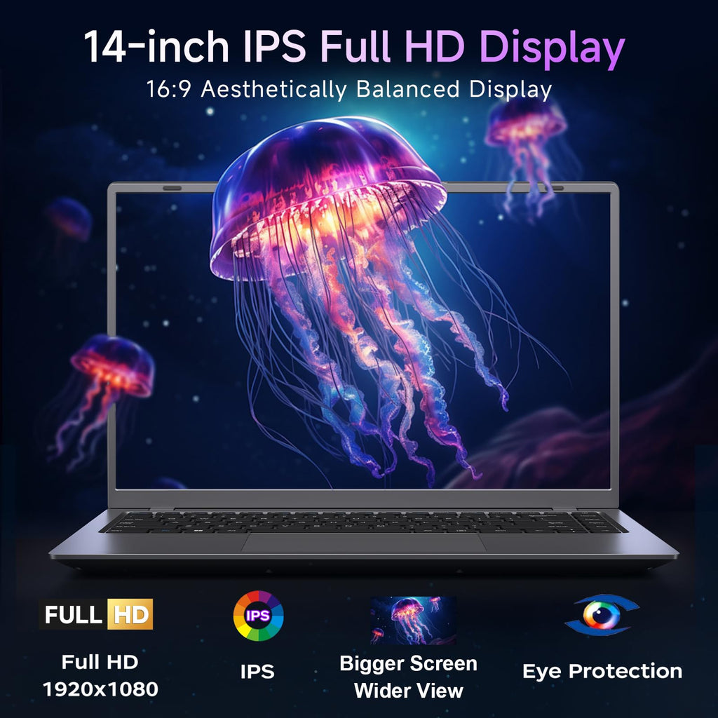 MAXVELTH Laptop 32GB RAM 1TB SSD, Gold Pentium Processor (Up to 3.4GHz), 14 Inch IPS FHD Display, 38WH, USB3.2, Type-C, HDMI, WiFi 5, Win11 Laptop, Notebook Laptops for Business and Students