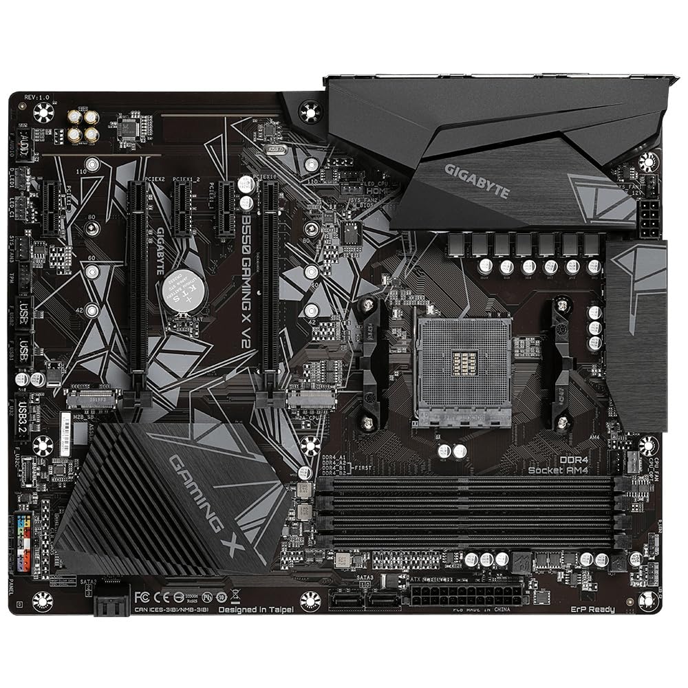 GIGABYTE B550 Gaming X V2 AMD AM4 ATX Motherboard, Supports Ryzen 5000/4000/3000 Series Processors, DDR4, 10+3 Power Phase, 2X M.2, PCIe 4.0, Front USB-C, GbE LAN, Q-Flash Plus, RGB Fusion