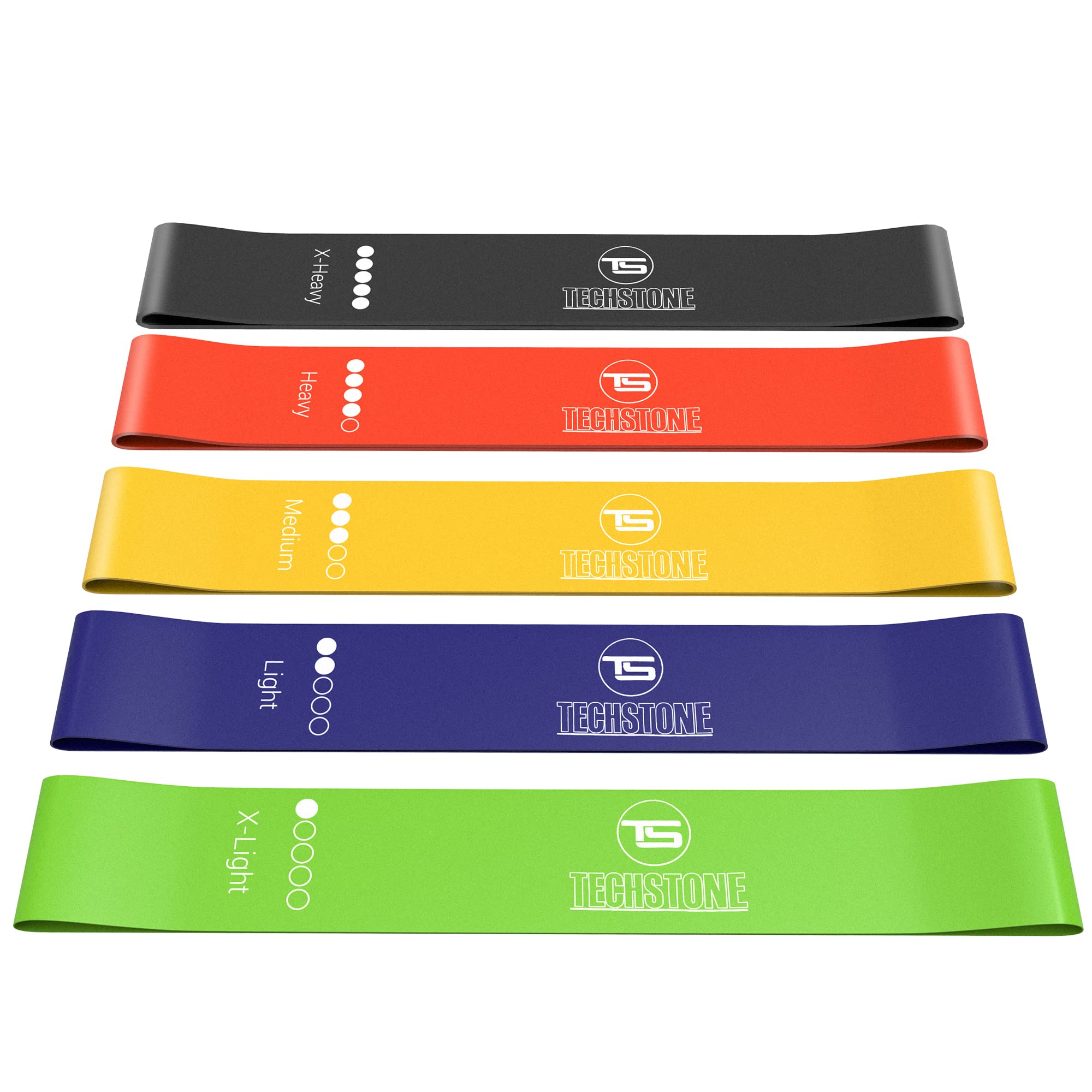 TechStone Resistance Bands Set – 5 Levels Loop Exercise Bands for Men & Women, Elastic Workout Bands for Home Gym, Training, Yoga & Fitness, Carry Bag Included (Multicoloured)