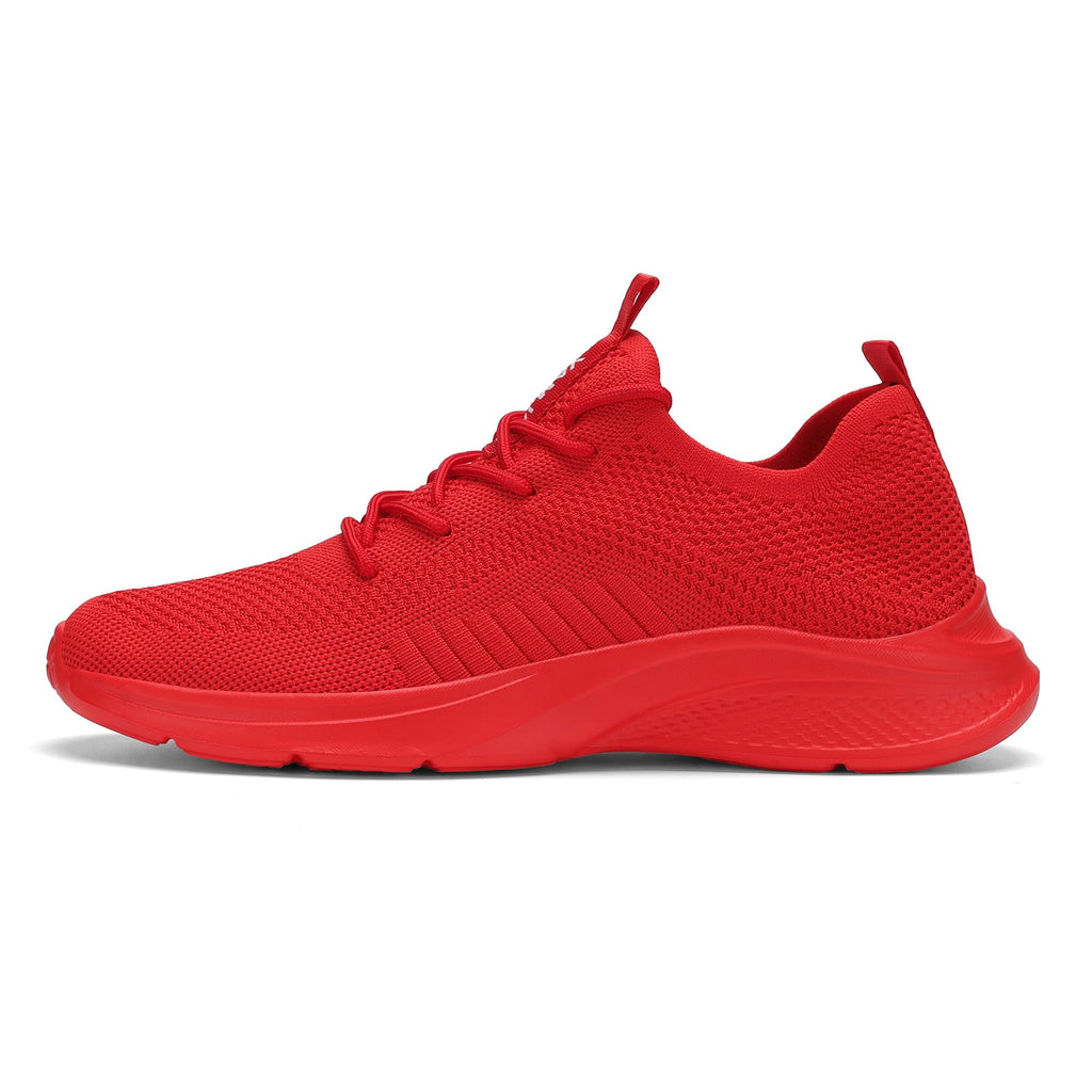 VAMJAM Men's Running Shoes Fashion Sneakers - Lightweight Breathable Flying Knitting Lace Up Mesh Walking Shoes Workout Casual Sports Shoes All Red Size 12