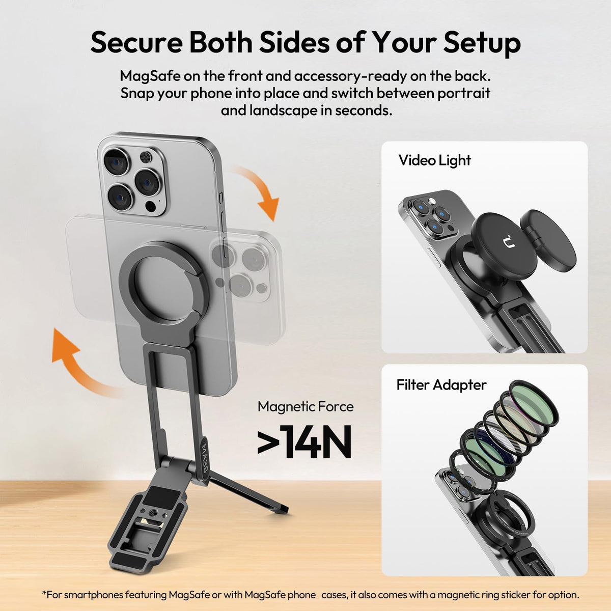 ULANZI MA38 Magnetic Phone Tripod for iPhone 18 Pro, Aluminum Phone Holder