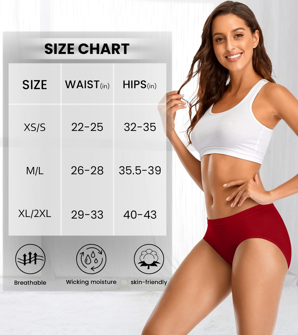 CULAYII Cotton underwear for women Seamless Breathable Briefs Soft Stretch Low Waisted Womens Sports panties Moisture Wicking Underwear Packs Woman Size M-L