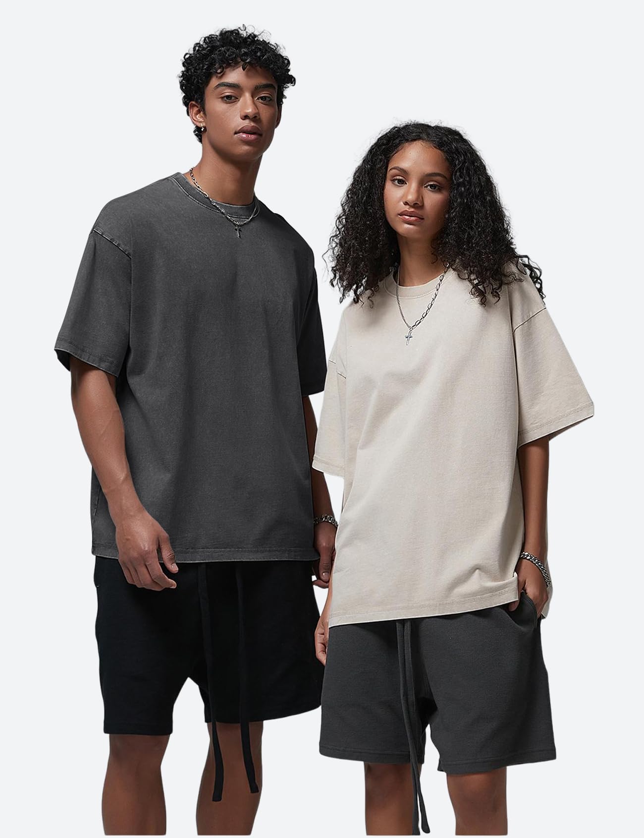 Arssm 4 Pack Oversized Tshirts for Men Acid Wash Loose Fit Vintage Cotton Heavyweight T Shirts Baggy Tees(BlackArmyKhakiBeige-XL)