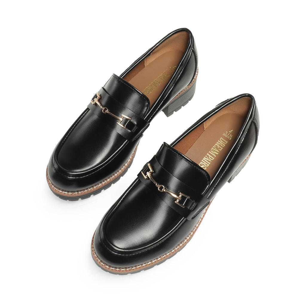 DREAM PAIRS Women's Chunky Loafers, Platform Comfortable Slip-On Dressy Business Casual Shoes,Size 9,Black-Pu,SDLS2410W
